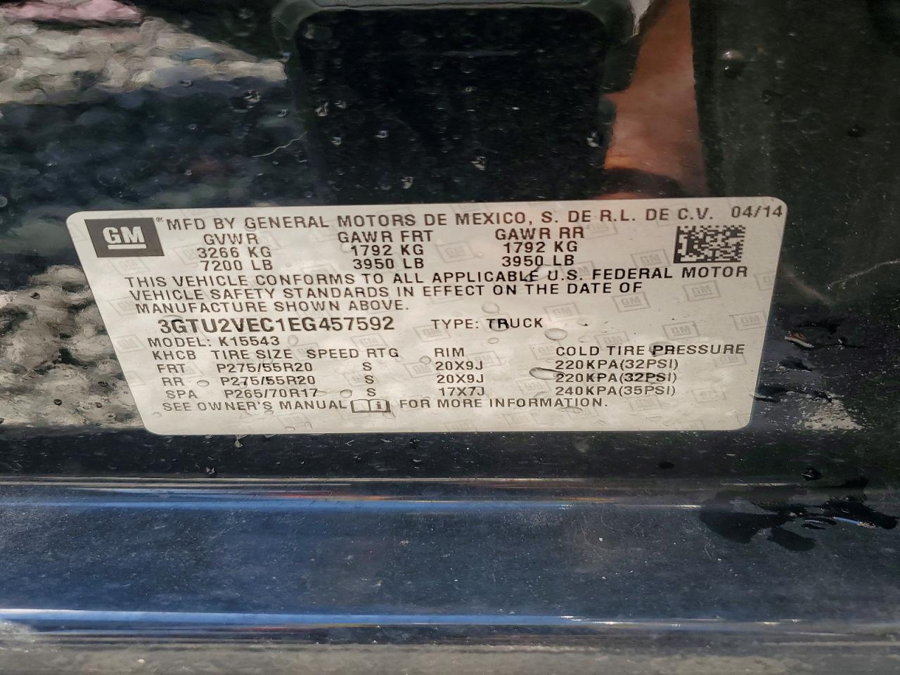 2014 Gmc Sierra K1500 Slt Черный vin: 3GTU2VEC1EG457592
