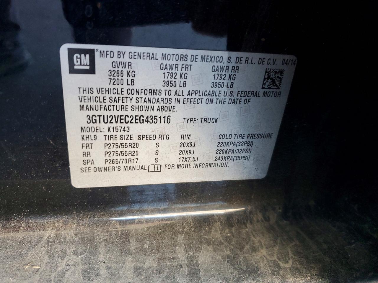 2014 Gmc Sierra K1500 Slt Black vin: 3GTU2VEC2EG435116