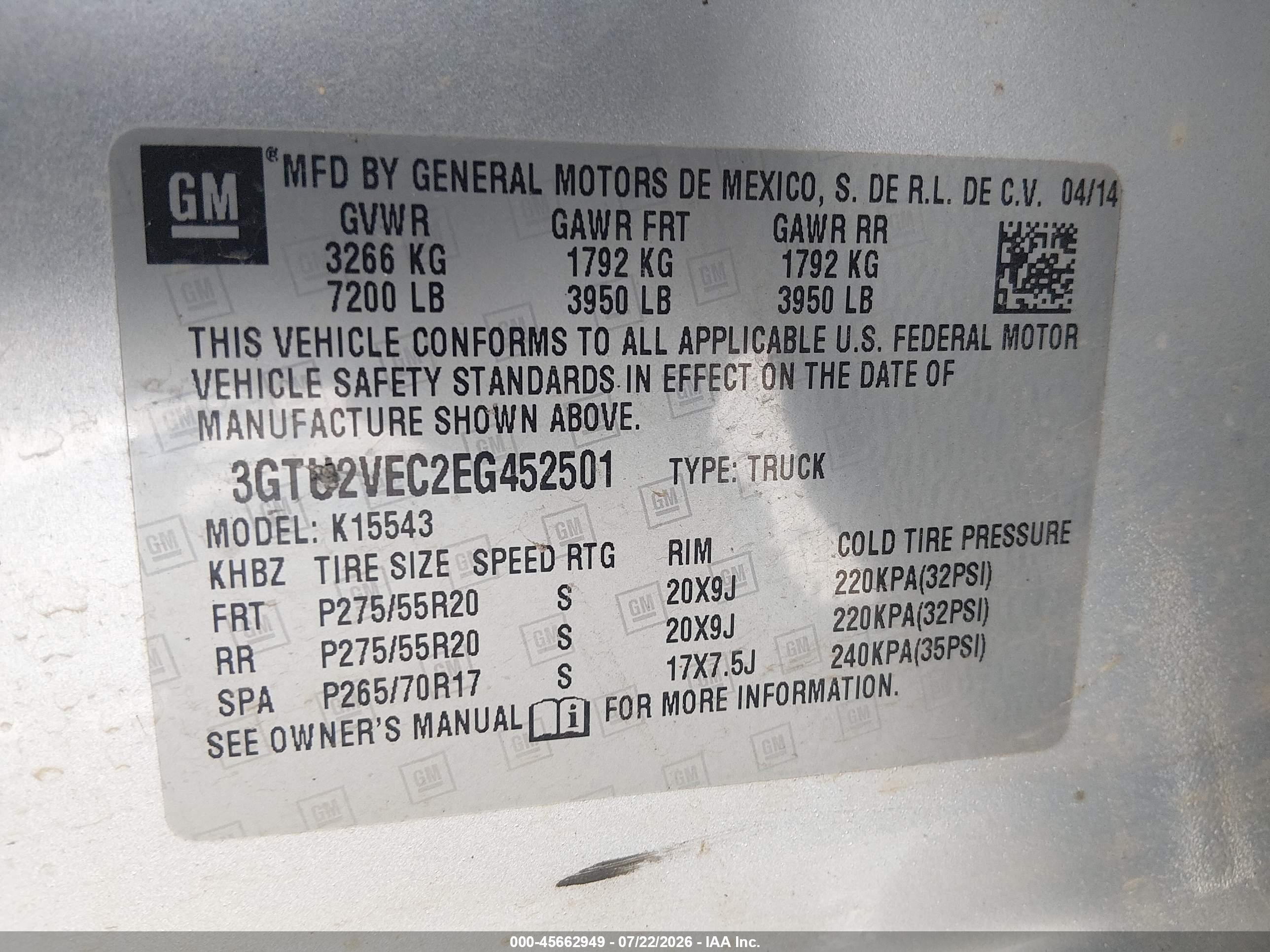 2014 Gmc Sierra 1500 Slt Silver vin: 3GTU2VEC2EG452501