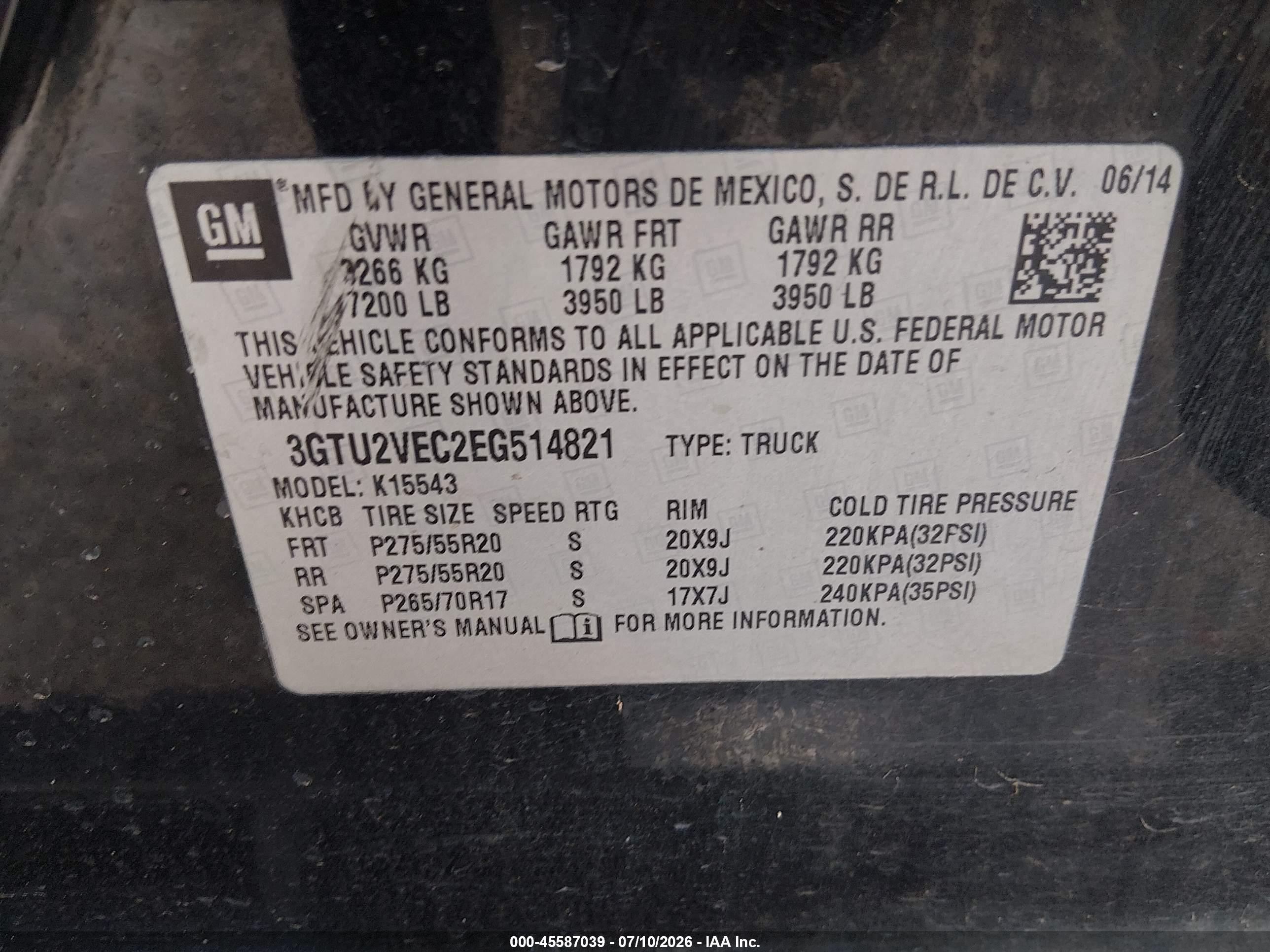 2014 Gmc Sierra 1500 Slt Black vin: 3GTU2VEC2EG514821