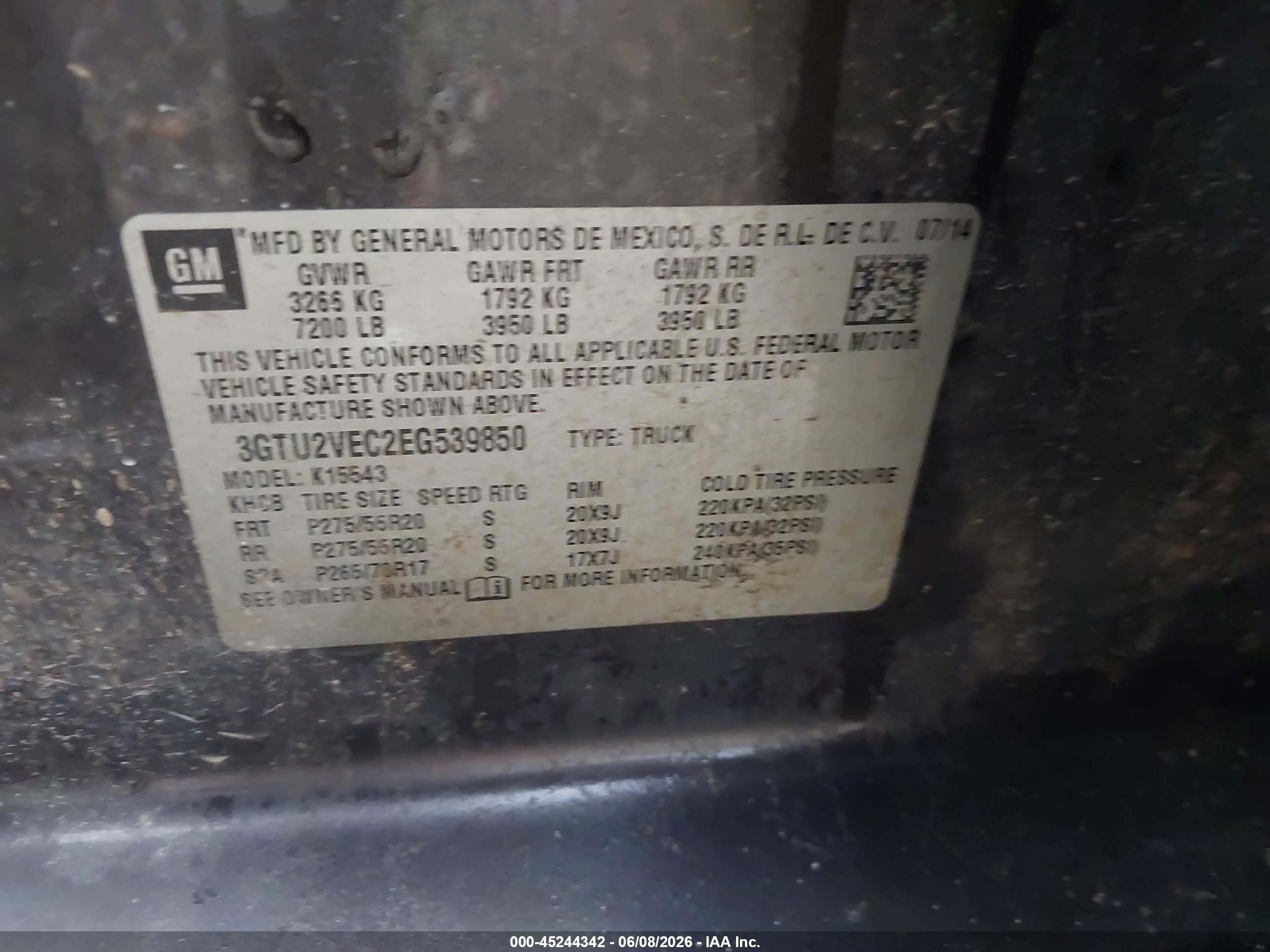 2014 Gmc Sierra 1500 Slt Black vin: 3GTU2VEC2EG539850