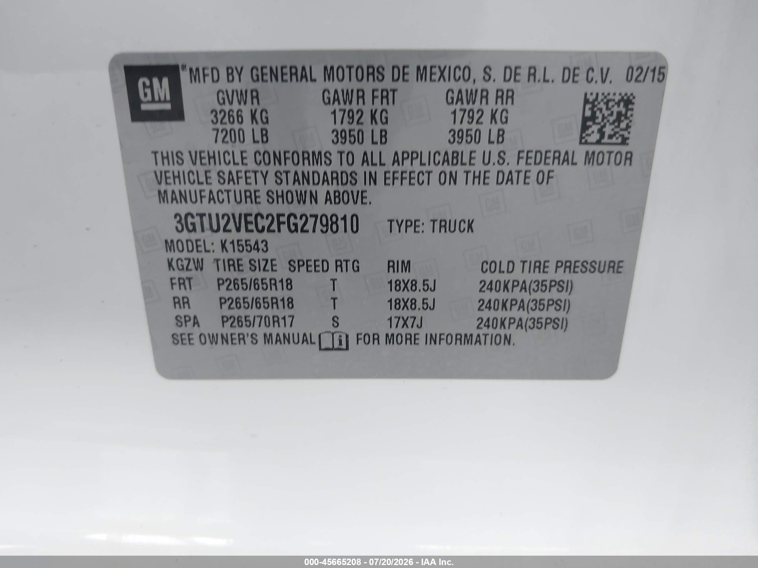 2015 Gmc Sierra 1500 Slt White vin: 3GTU2VEC2FG279810