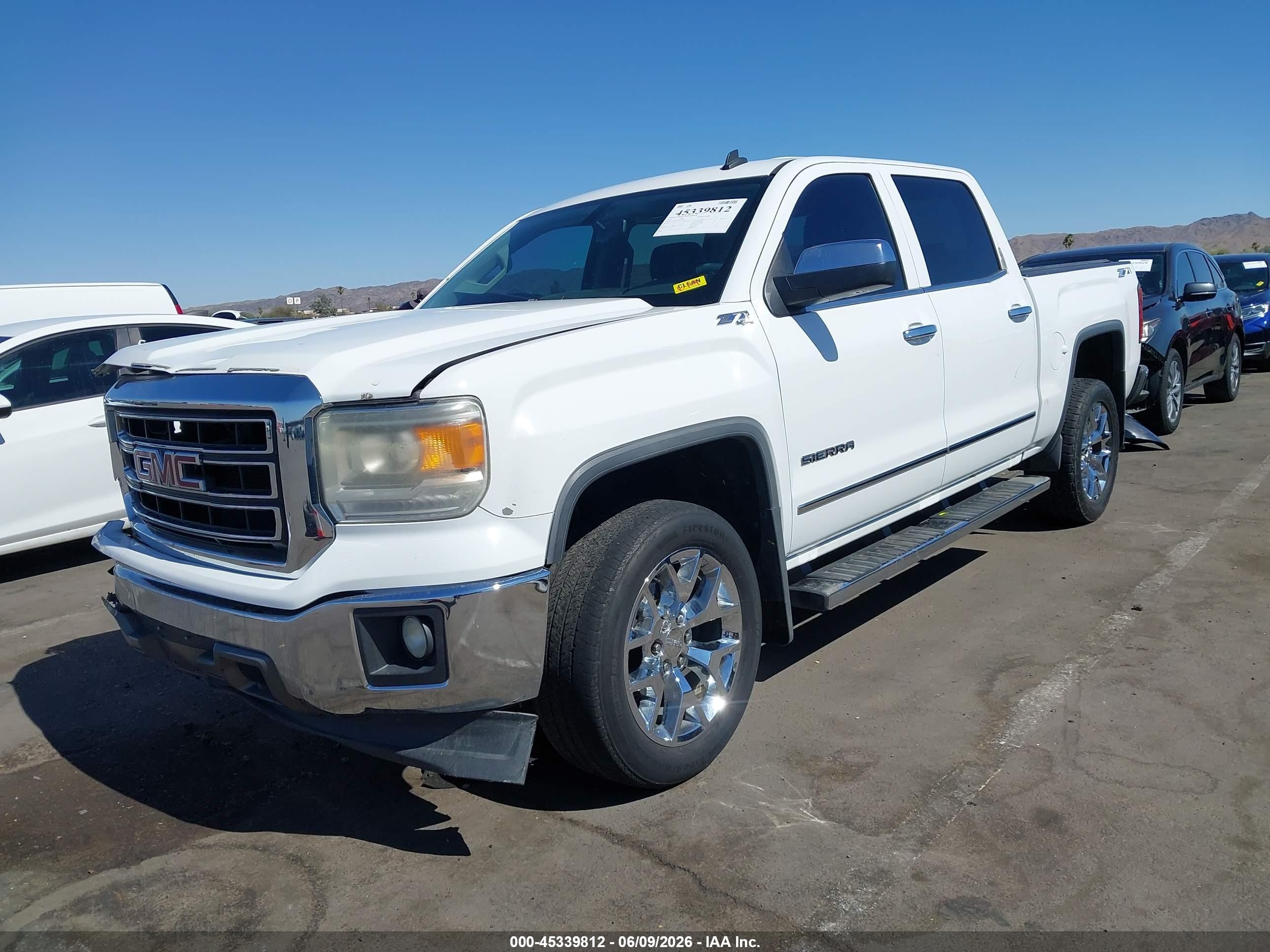 2014 Gmc Sierra 1500 Slt White vin: 3GTU2VEC3EG419507