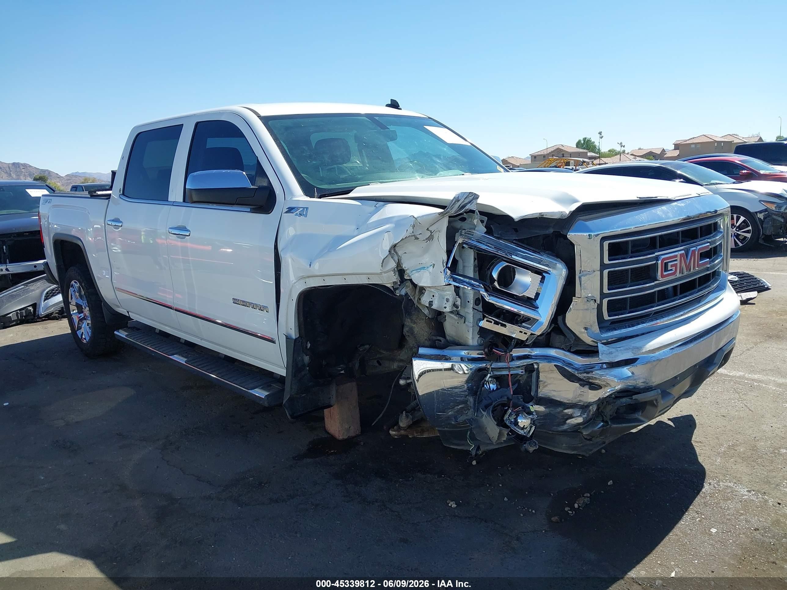 2014 Gmc Sierra 1500 Slt White vin: 3GTU2VEC3EG419507