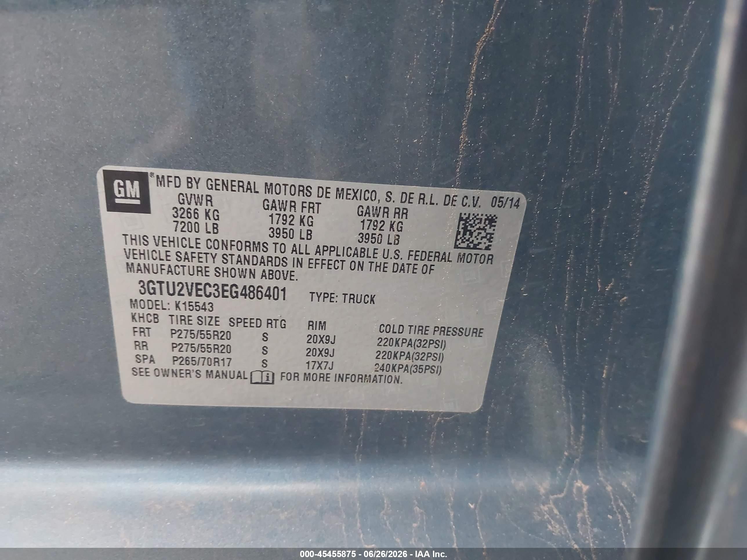 2014 Gmc Sierra 1500 Slt Gray vin: 3GTU2VEC3EG486401