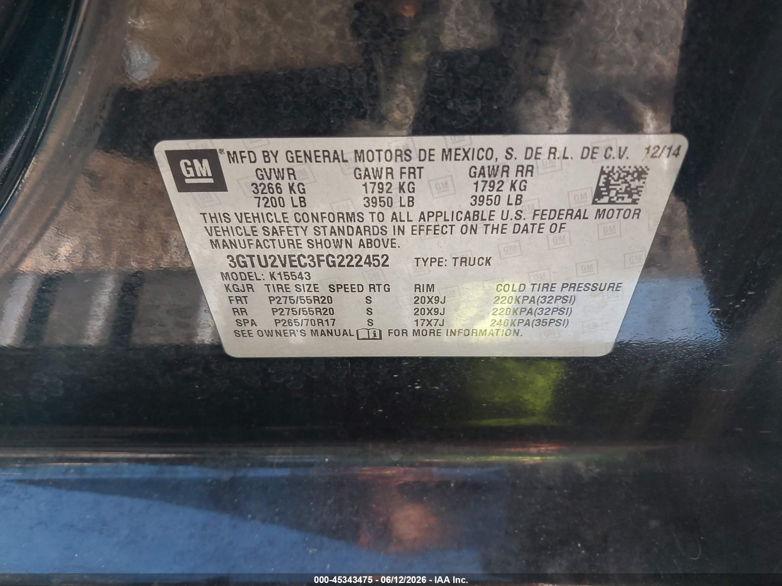 2015 Gmc Sierra 1500 Slt Black vin: 3GTU2VEC3FG222452