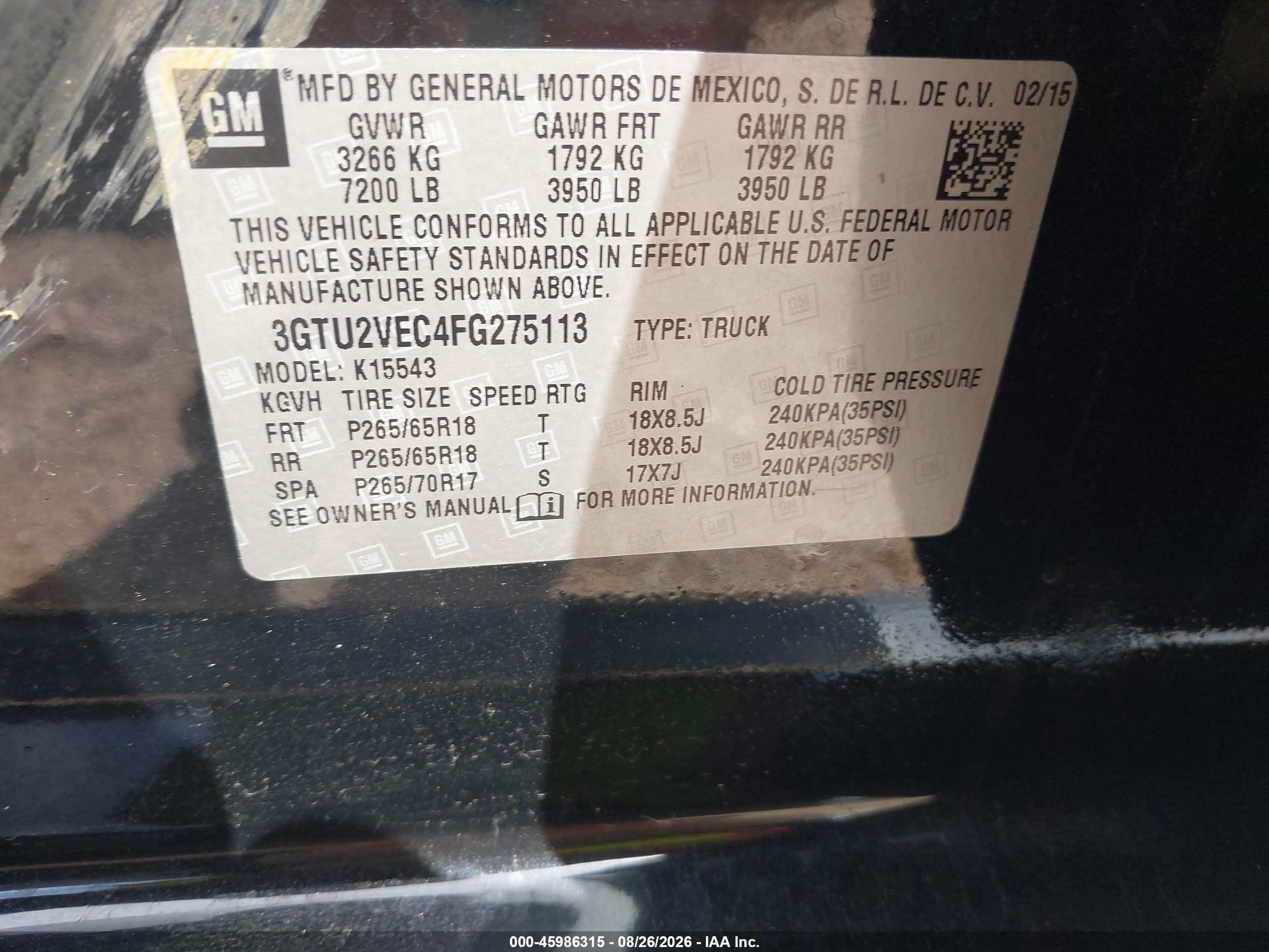 2015 Gmc Sierra 1500 Slt Black vin: 3GTU2VEC4FG275113