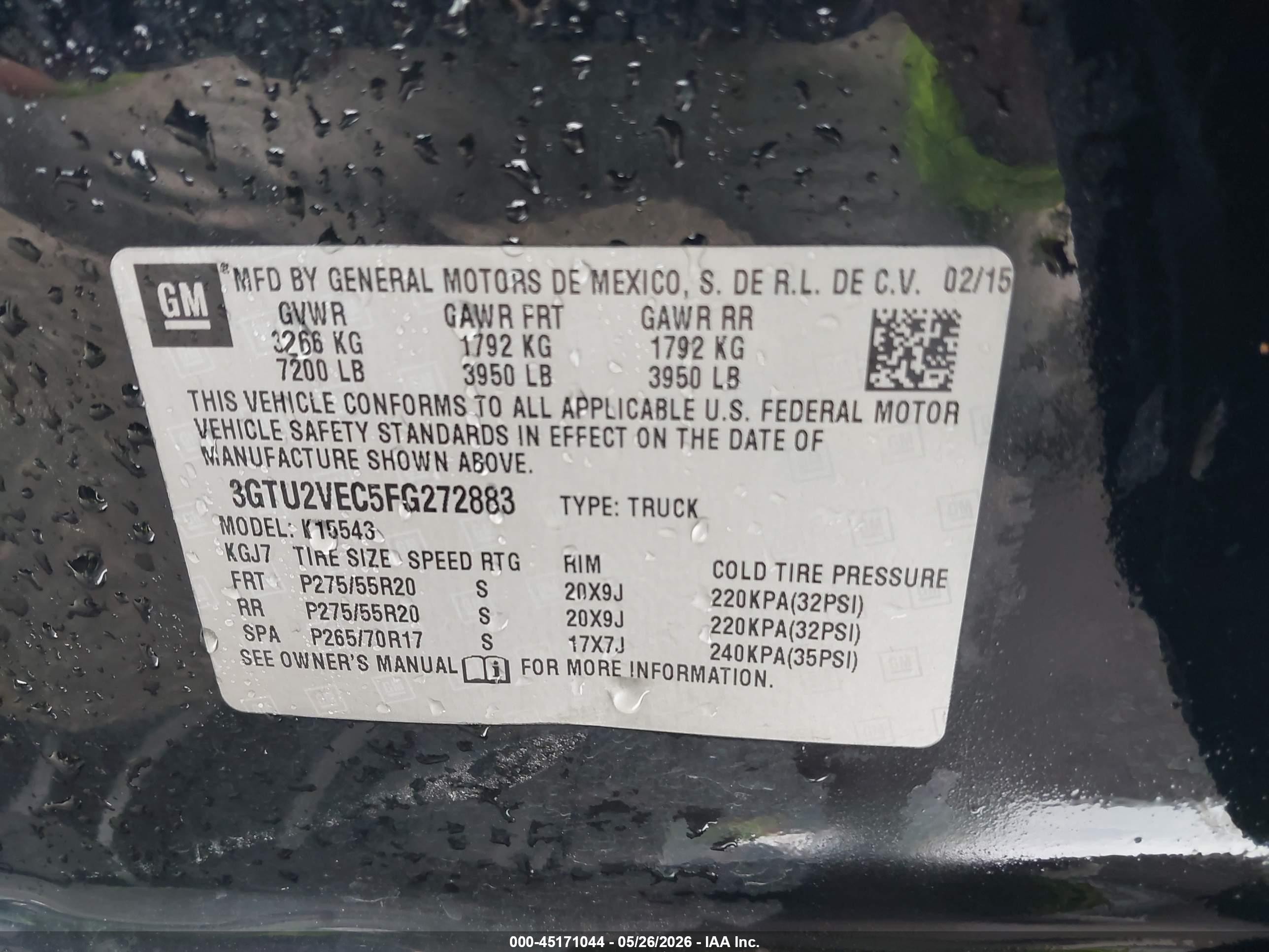 2015 Gmc Sierra 1500 Slt Черный vin: 3GTU2VEC5FG272883