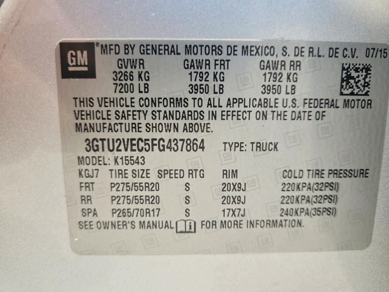 2015 Gmc Sierra K1500 Slt Silver vin: 3GTU2VEC5FG437864