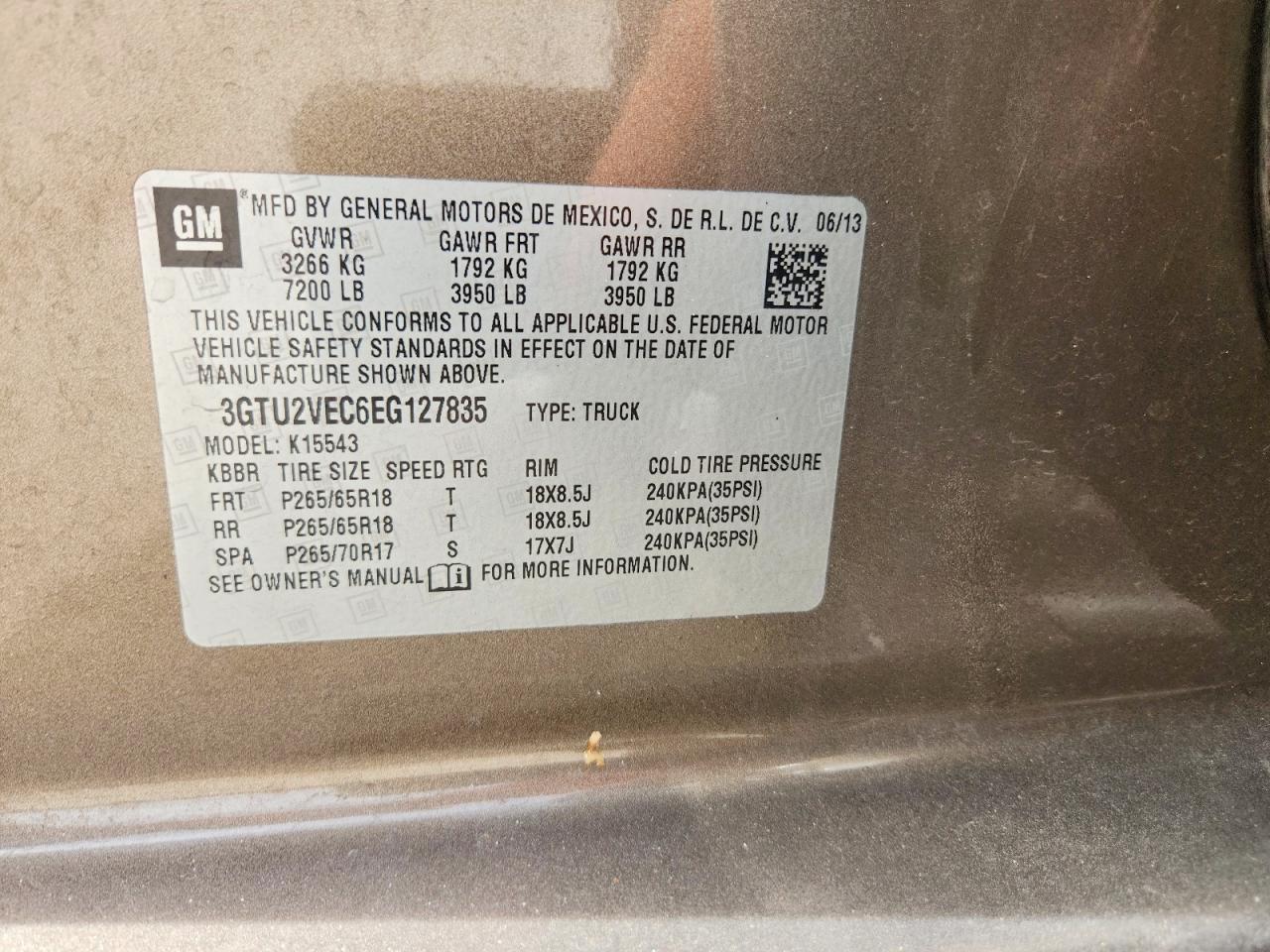 2014 Gmc Sierra K1500 Slt Серый vin: 3GTU2VEC6EG127835