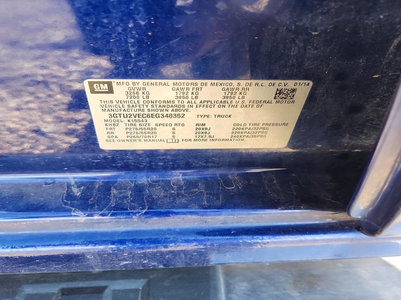 2014 Gmc Sierra K1500 Slt Синий vin: 3GTU2VEC6EG348352