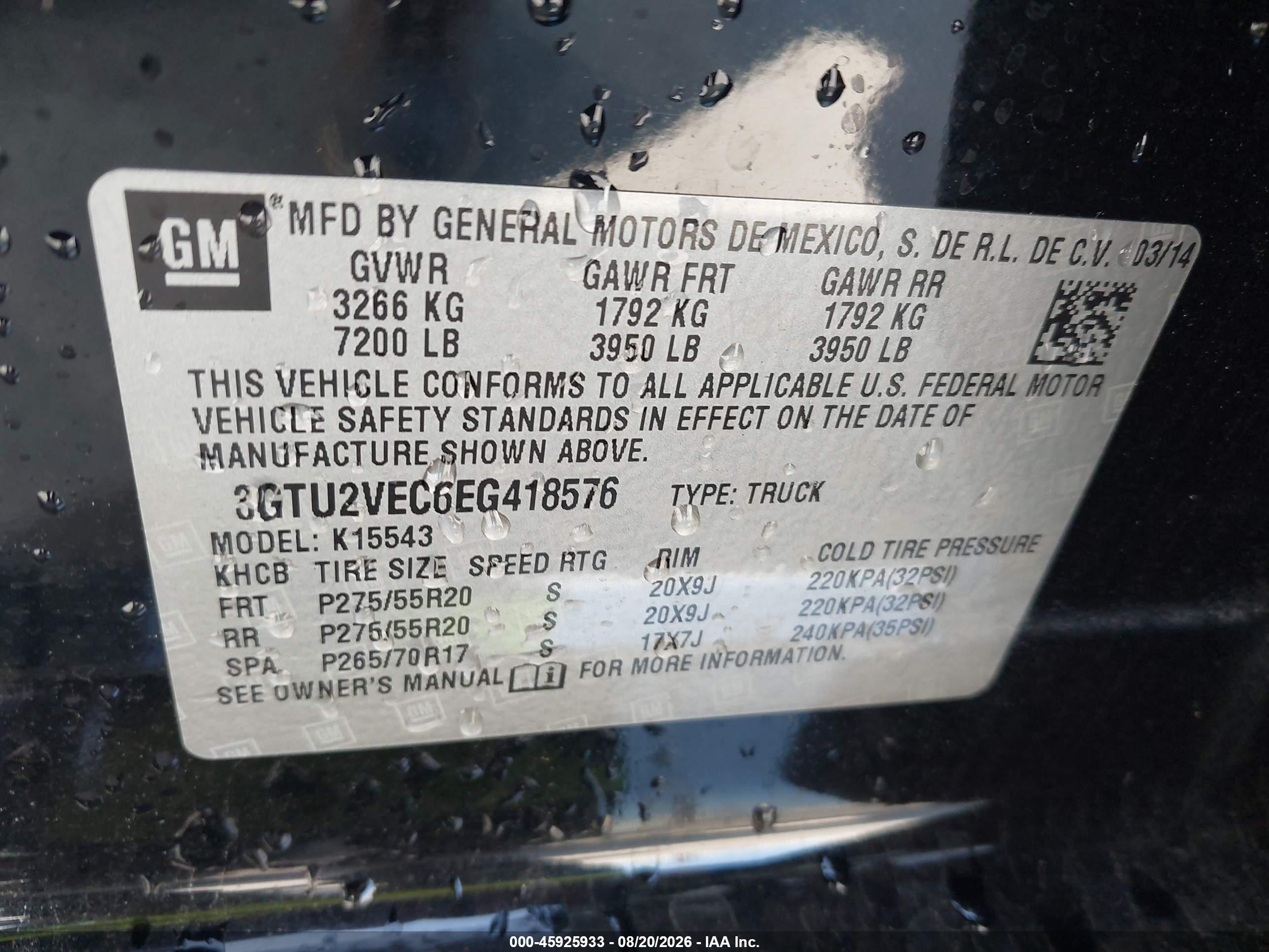 2014 Gmc Sierra 1500 Slt Black vin: 3GTU2VEC6EG418576