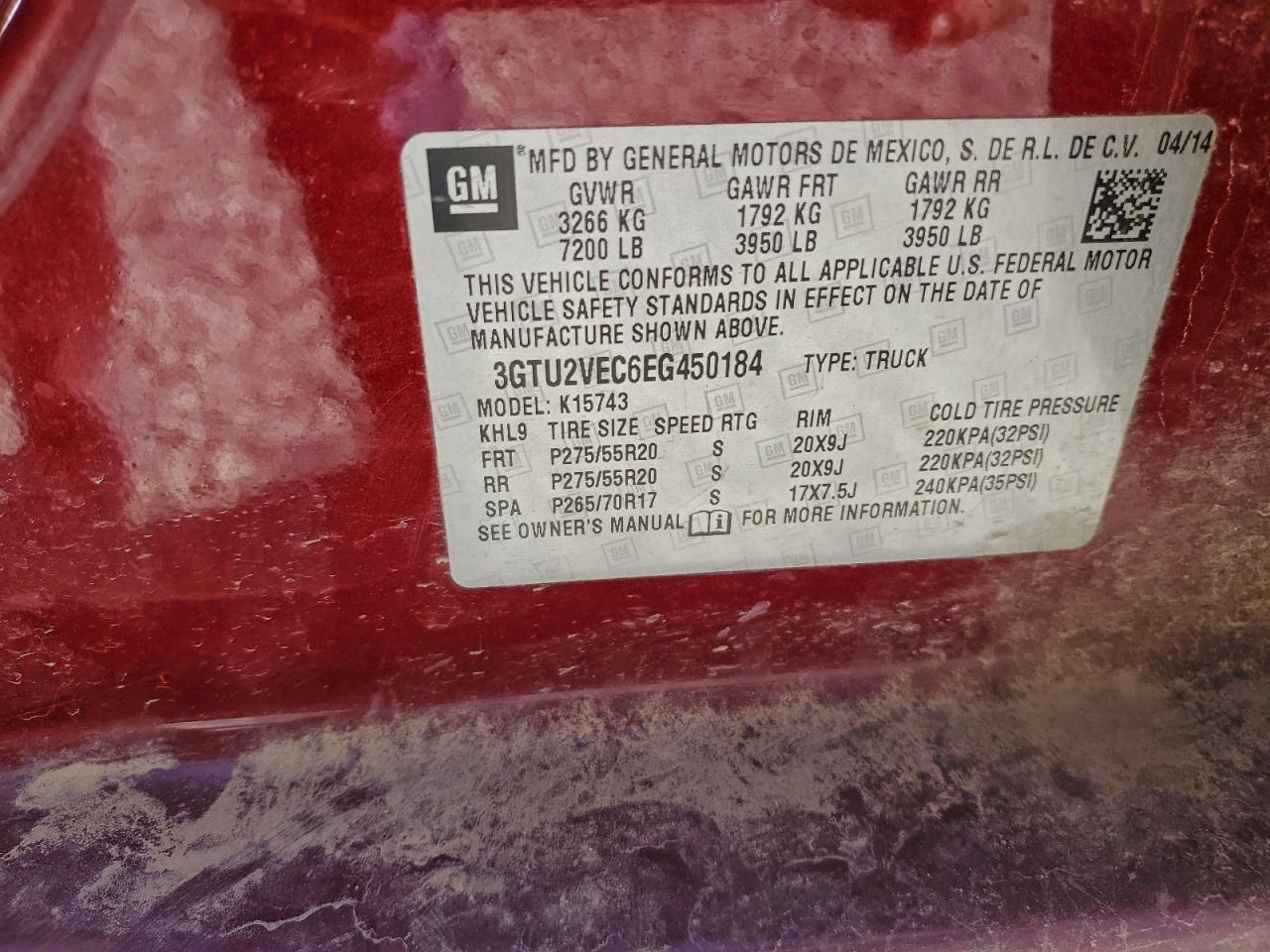 2014 Gmc Sierra K1500 Slt Maroon vin: 3GTU2VEC6EG450184