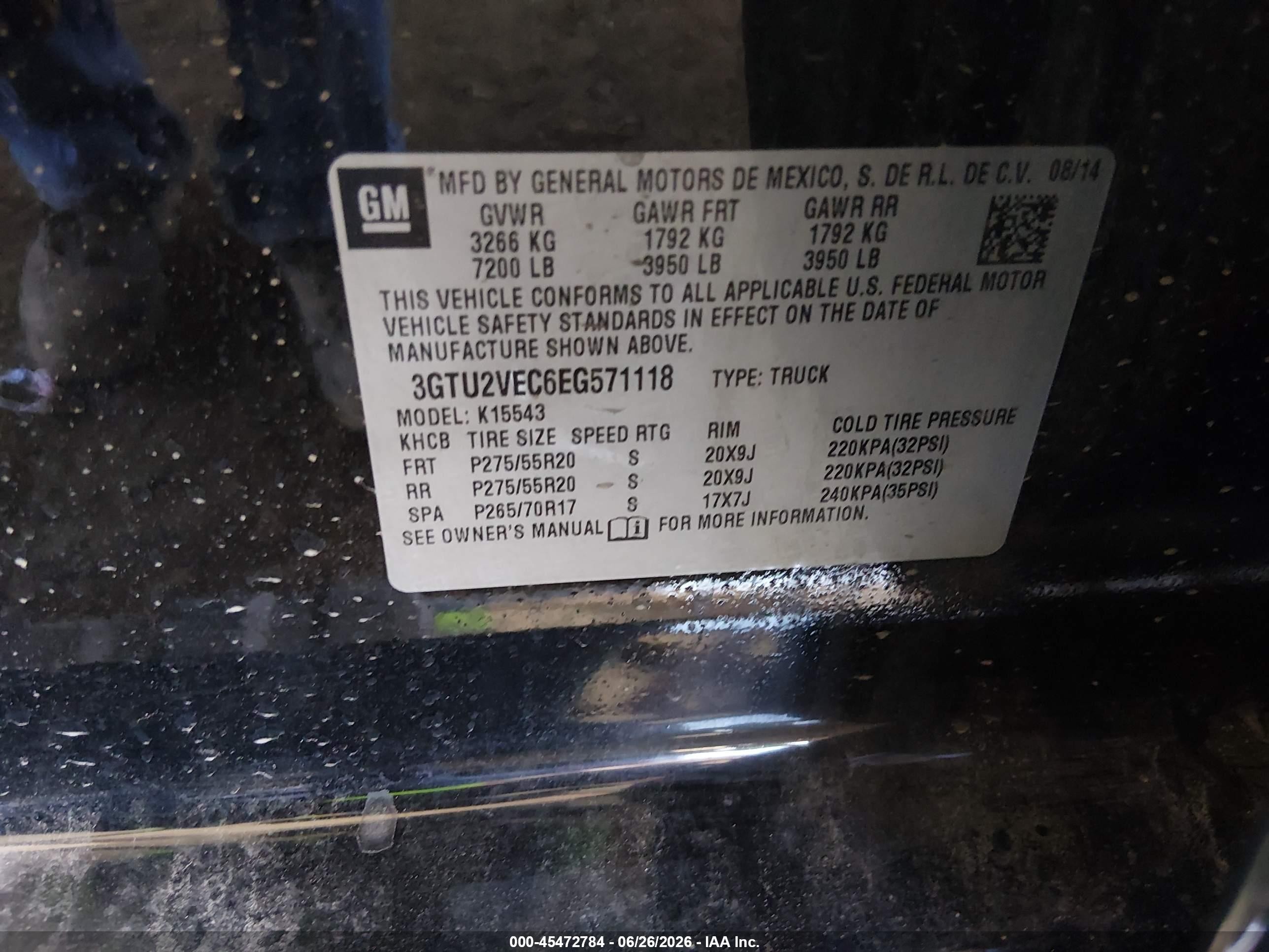 2014 Gmc Sierra 1500 Slt Black vin: 3GTU2VEC6EG571118