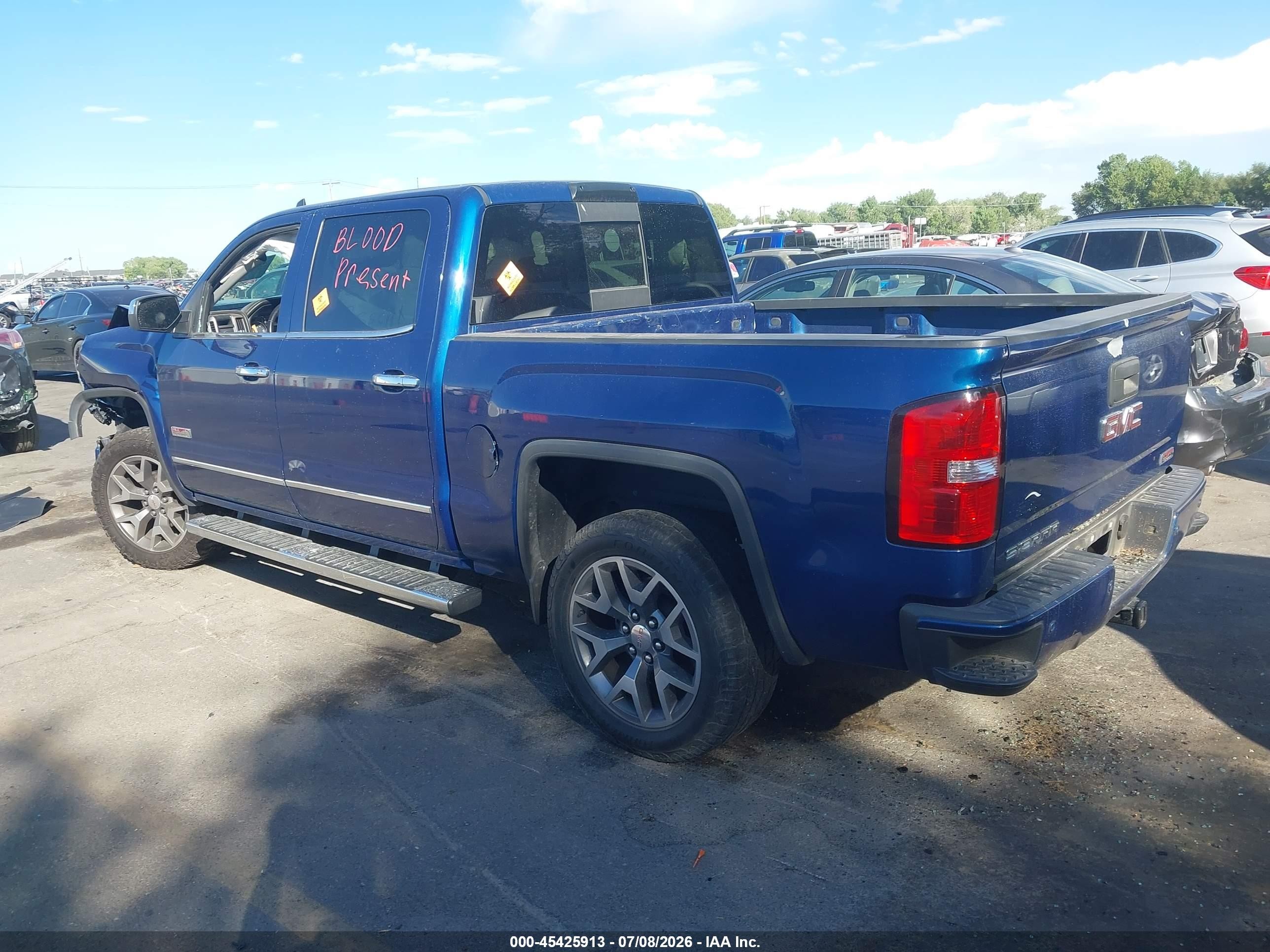 2015 Gmc Sierra 1500 Slt Blue vin: 3GTU2VEC6FG289983