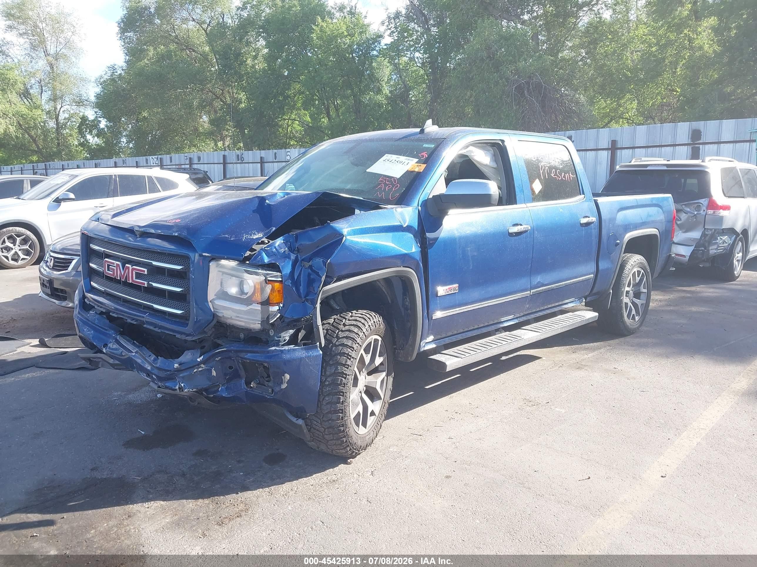 2015 Gmc Sierra 1500 Slt Blue vin: 3GTU2VEC6FG289983