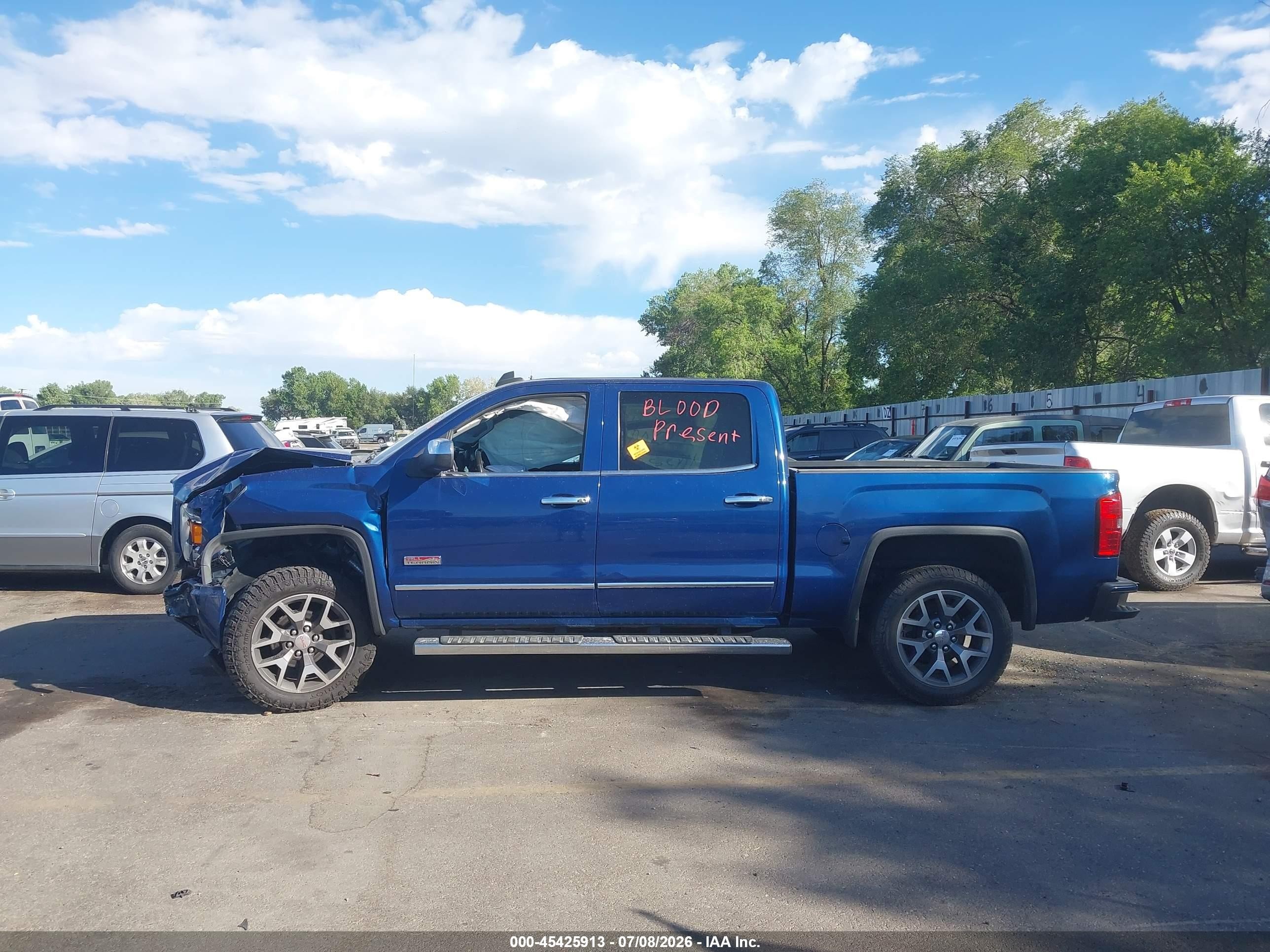 2015 Gmc Sierra 1500 Slt Blue vin: 3GTU2VEC6FG289983