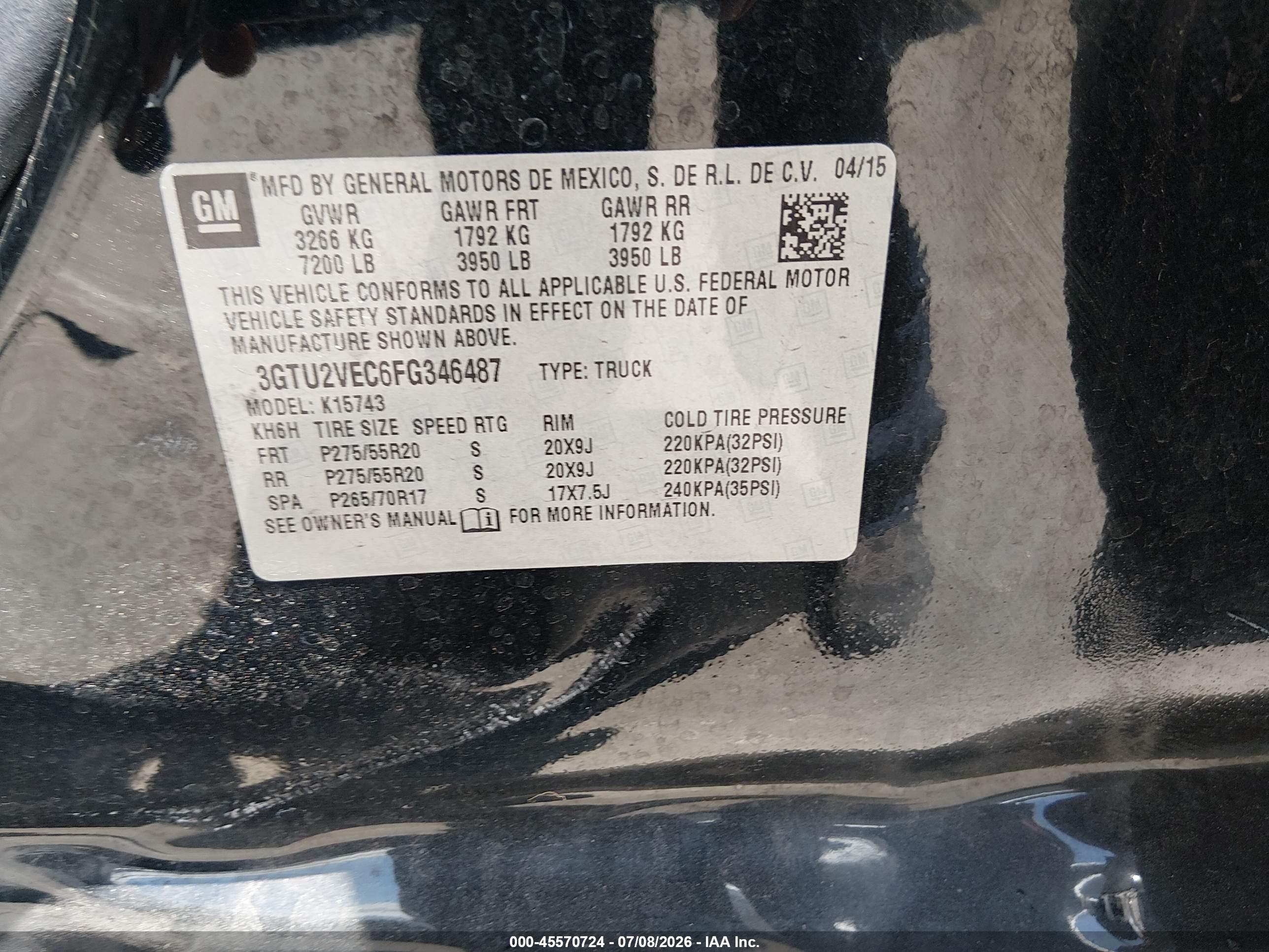 2015 Gmc Sierra 1500 Slt Black vin: 3GTU2VEC6FG346487
