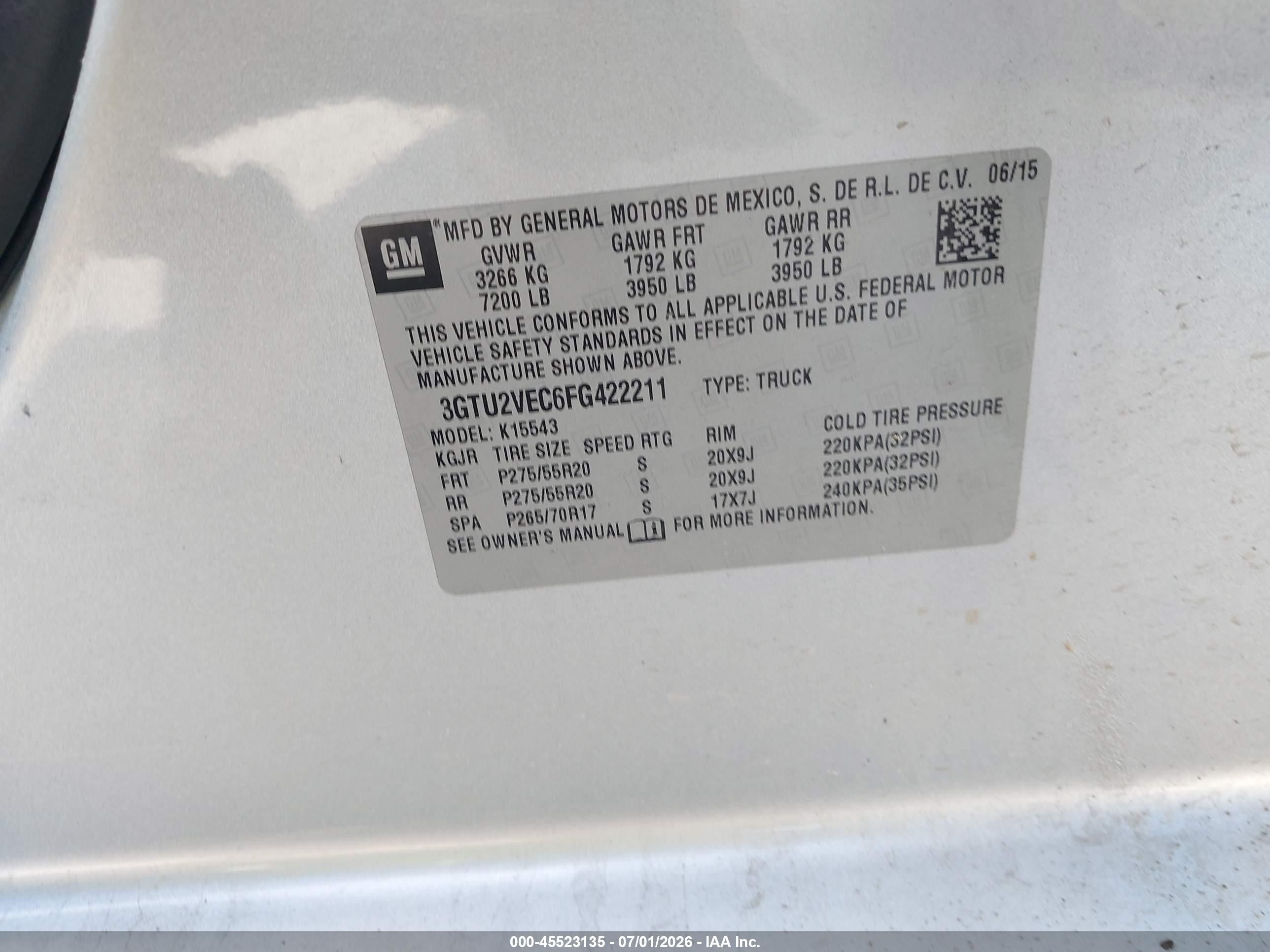 2015 Gmc Sierra 1500 Slt Silver vin: 3GTU2VEC6FG422211