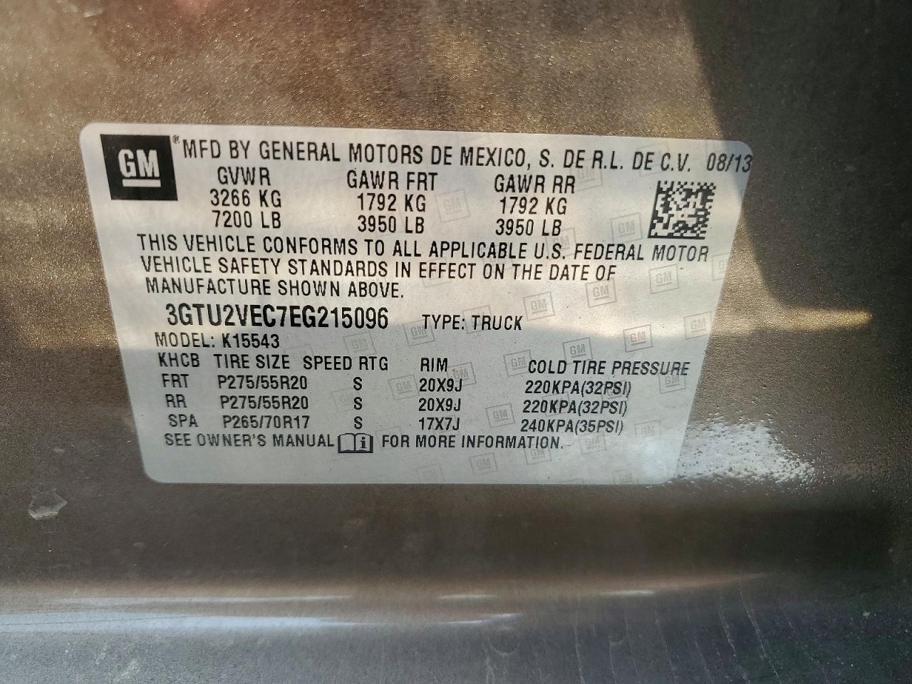 2014 Gmc Sierra K1500 Slt Brown vin: 3GTU2VEC7EG215096