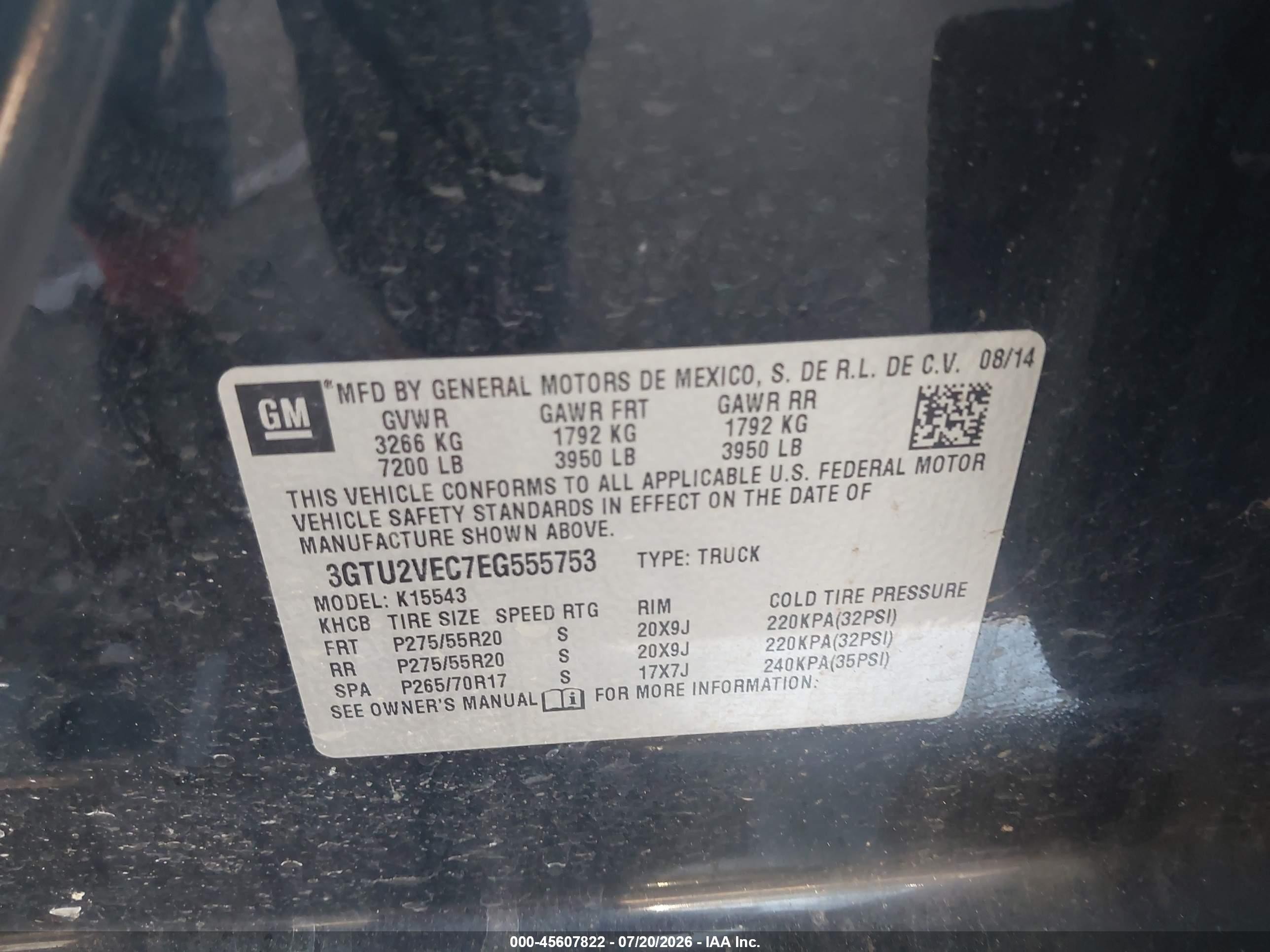 2014 Gmc Sierra 1500 Slt Black vin: 3GTU2VEC7EG555753
