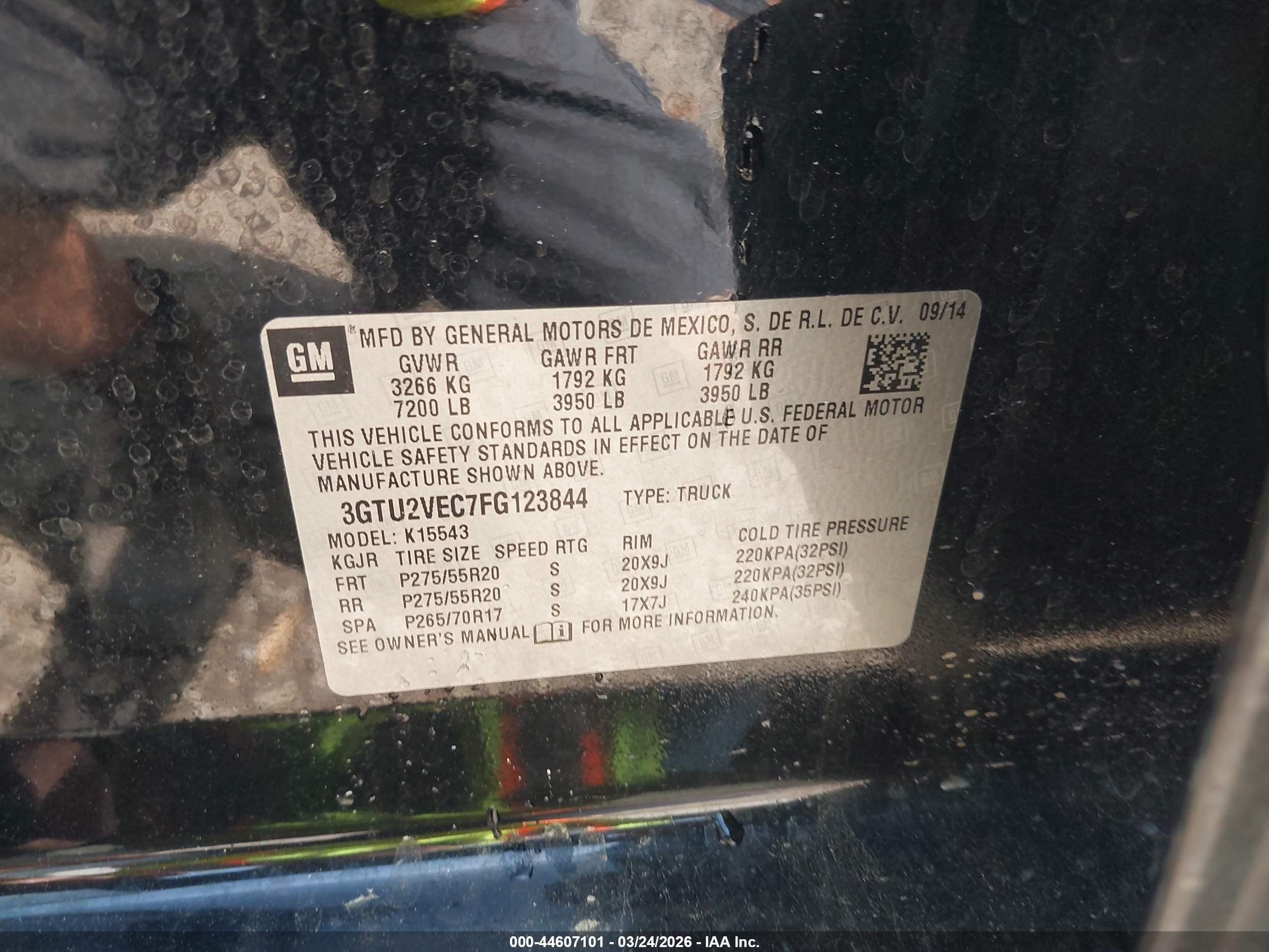 2015 Gmc Sierra 1500 Slt Black vin: 3GTU2VEC7FG123844