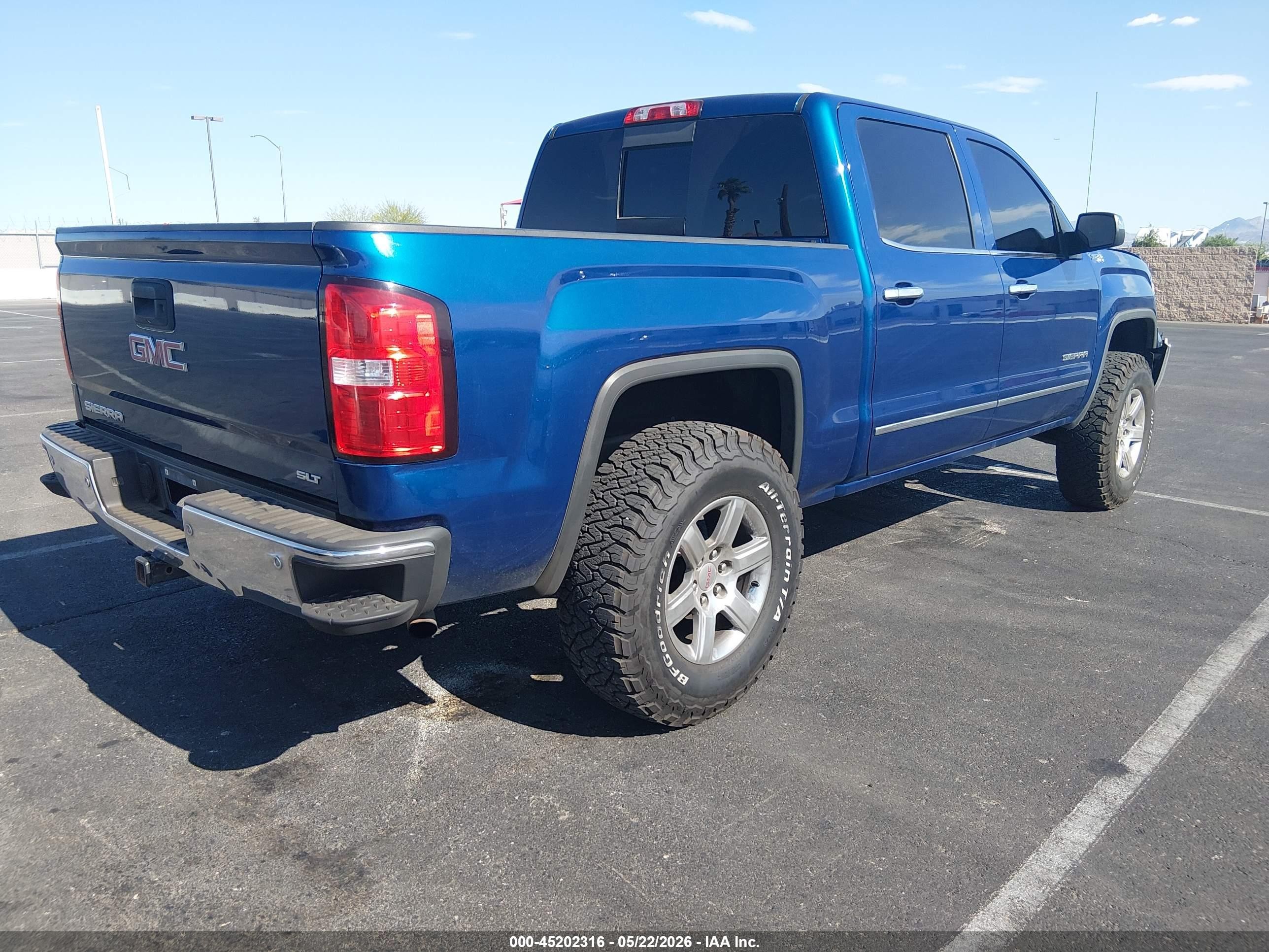 2015 Gmc Sierra 1500 Slt Blue vin: 3GTU2VEC7FG274814
