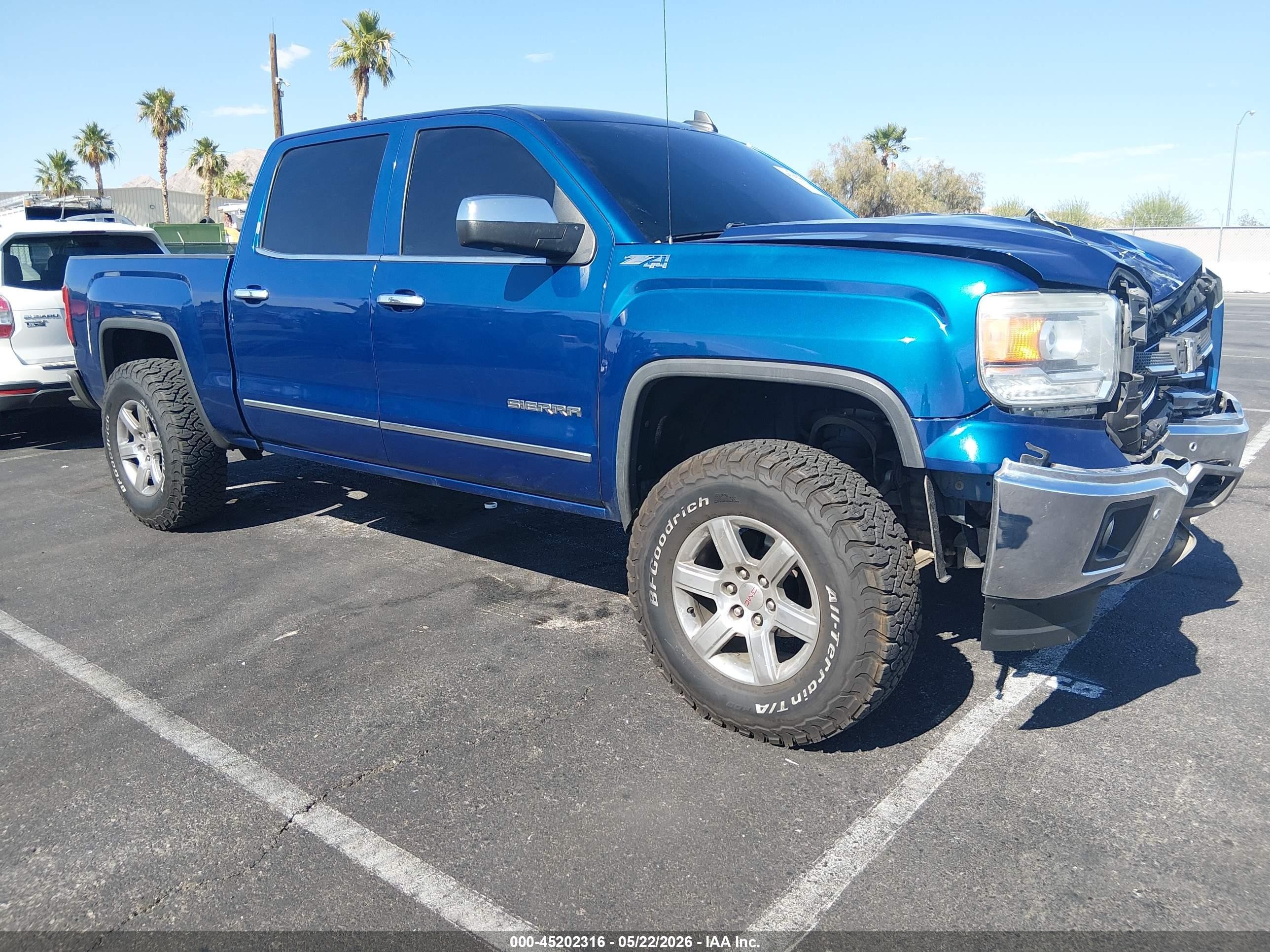 2015 Gmc Sierra 1500 Slt Blue vin: 3GTU2VEC7FG274814