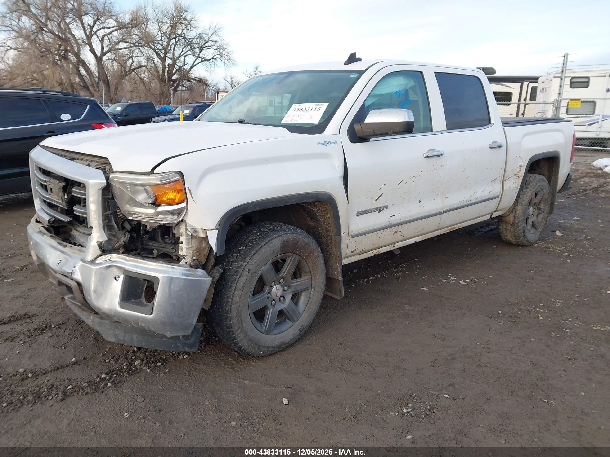 2015 Gmc Sierra 1500 Slt White vin: 3GTU2VEC7FG429281