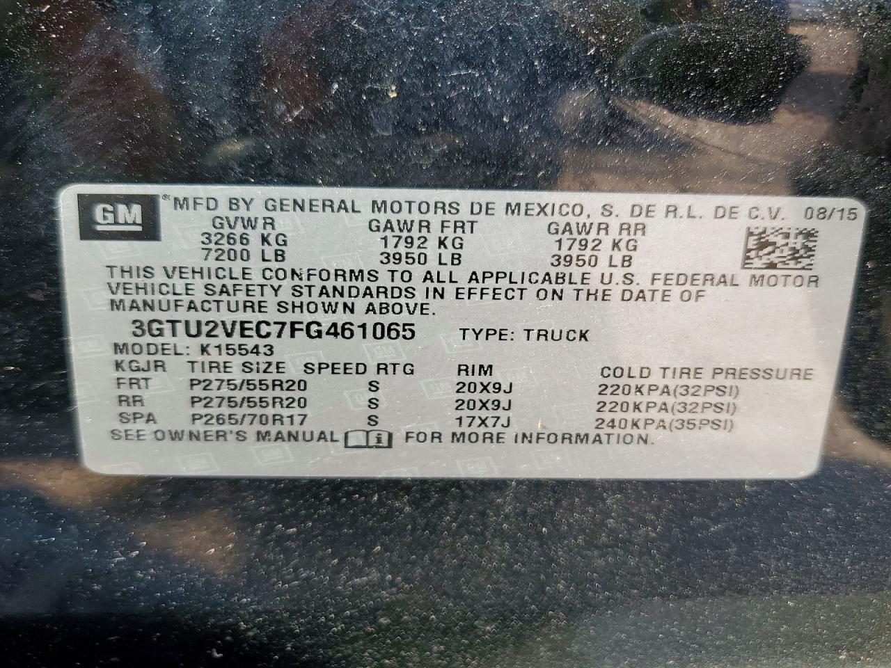 2015 Gmc Sierra K1500 Slt Black vin: 3GTU2VEC7FG461065