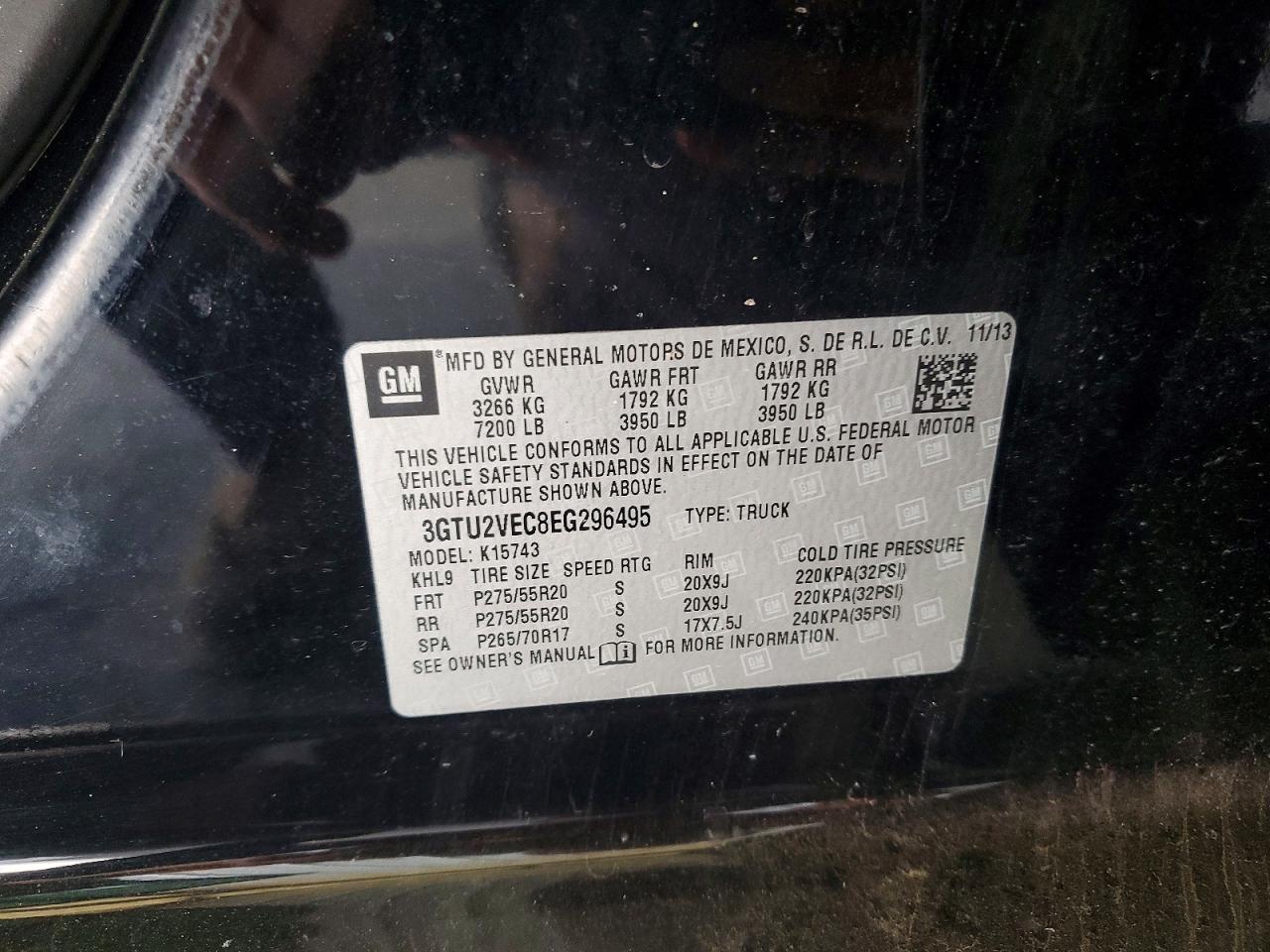 2014 Gmc Sierra K1500 Slt Black vin: 3GTU2VEC8EG296495