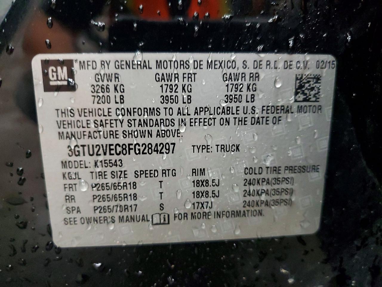 2015 Gmc Sierra K1500 Slt Black vin: 3GTU2VEC8FG284297