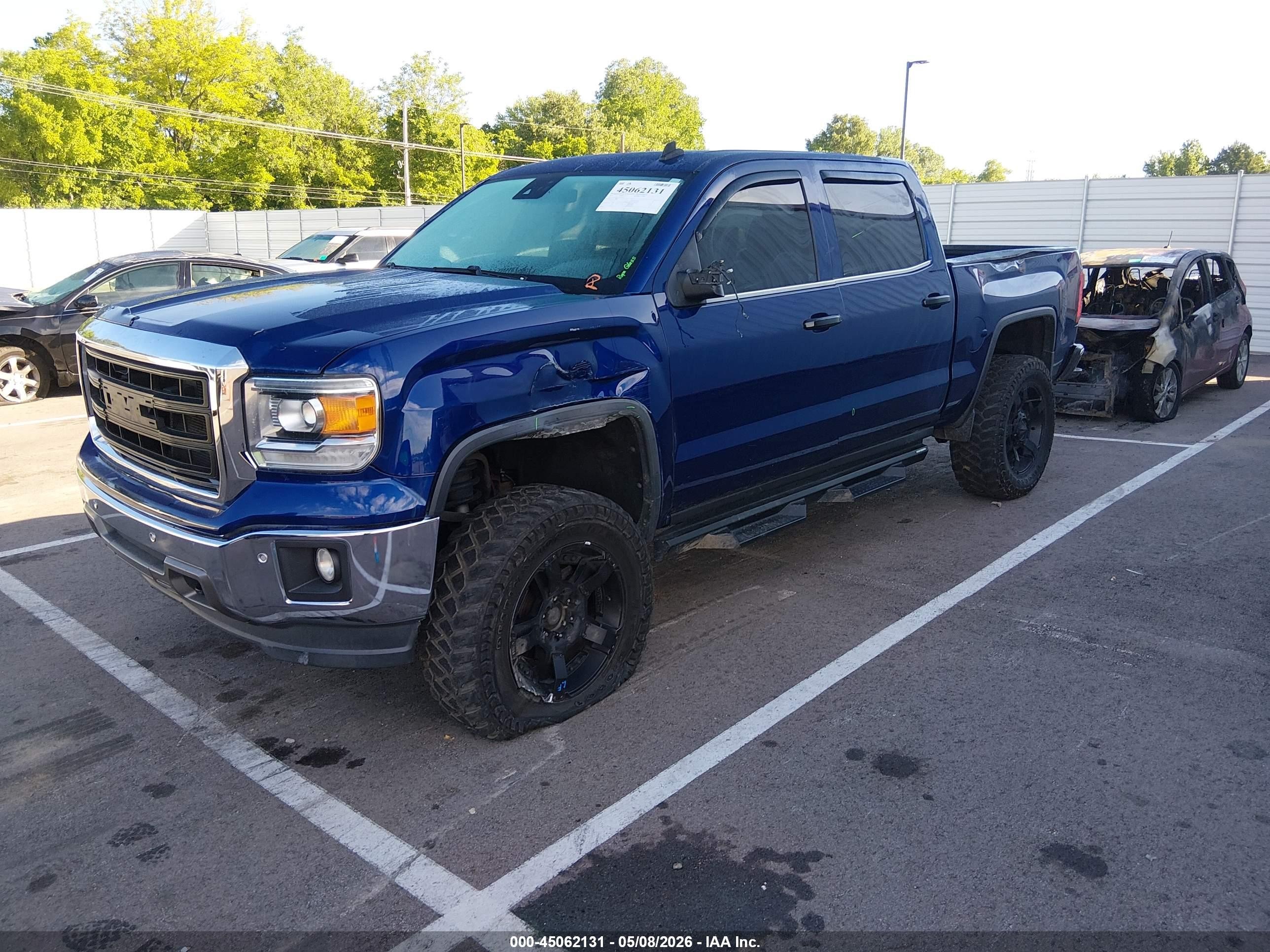 2014 Gmc Sierra 1500 Slt Blue vin: 3GTU2VECXEG185012