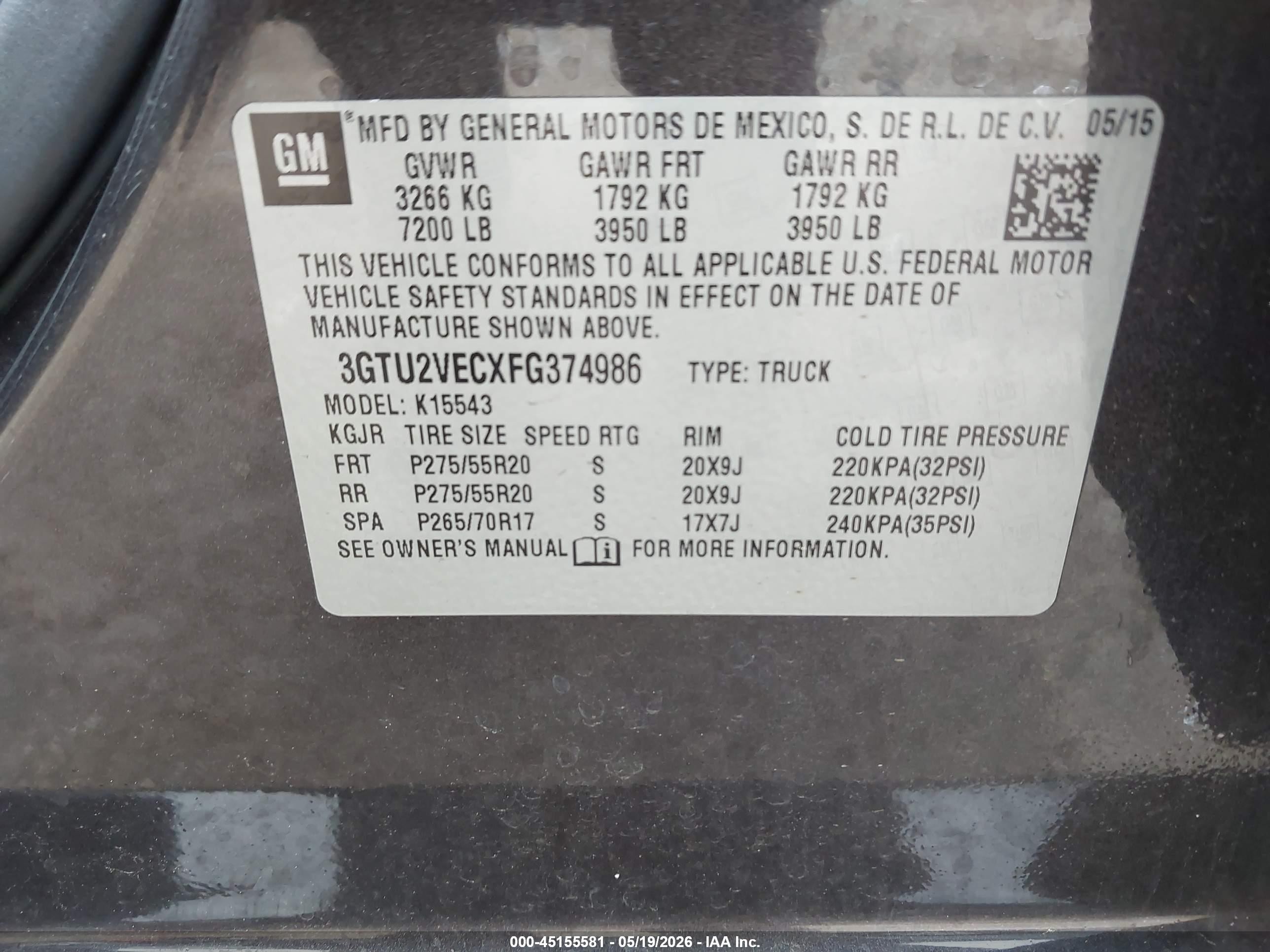 2015 Gmc Sierra 1500 Slt Черный vin: 3GTU2VECXFG374986