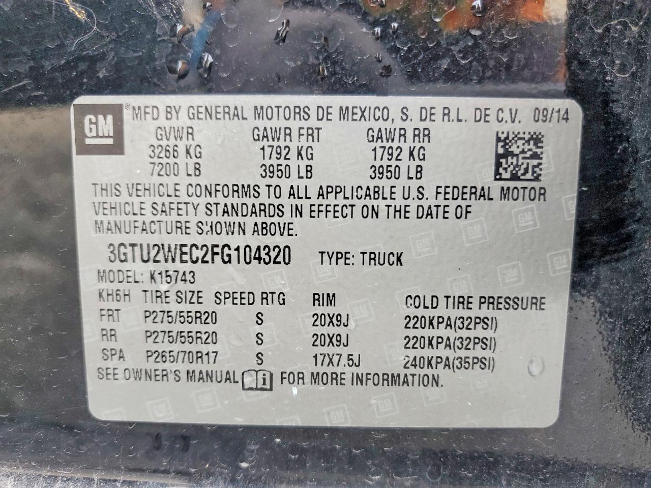 2015 Gmc Sierra K1500 Denali Black vin: 3GTU2WEC2FG104320