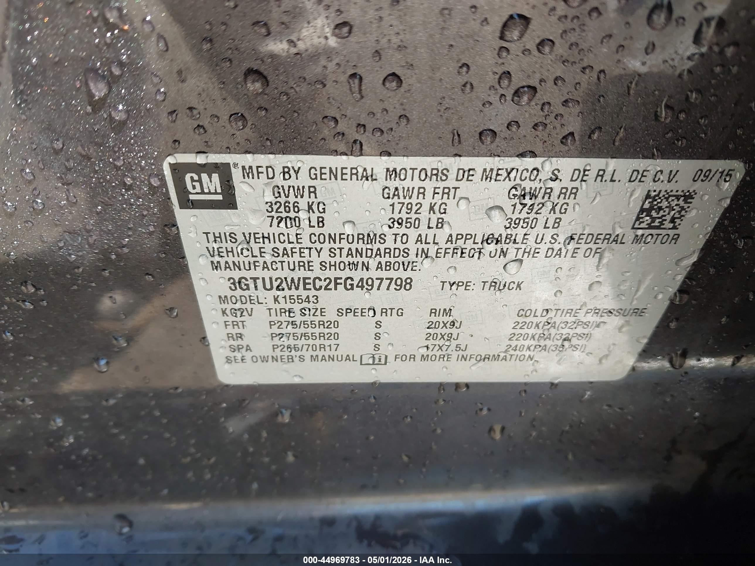 2015 Gmc Sierra 1500 Denali Gray vin: 3GTU2WEC2FG497798