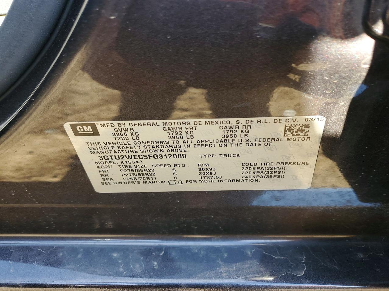 2015 Gmc Sierra K1500 Denali Gray vin: 3GTU2WEC5FG312000