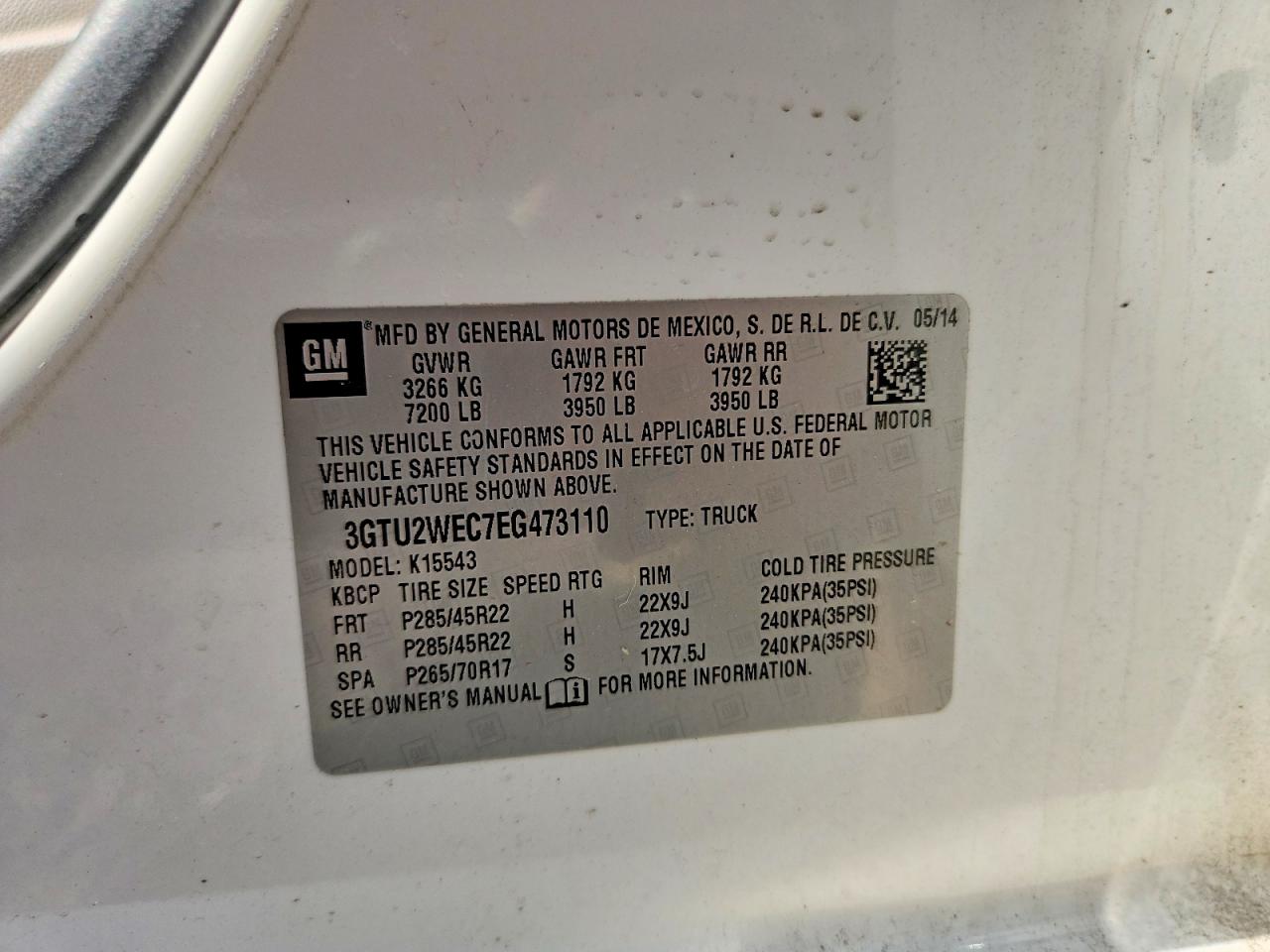 2014 Gmc Sierra K1500 Denali White vin: 3GTU2WEC7EG473110