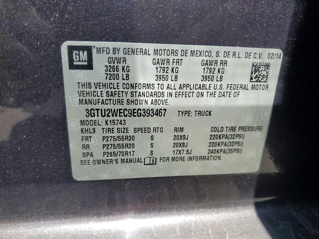 2014 Gmc Sierra K1500 Denali Charcoal vin: 3GTU2WEC9EG393467