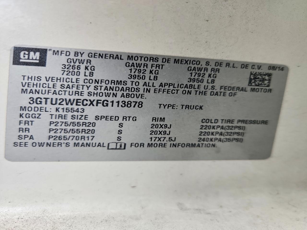 2015 Gmc Sierra K1500 Denali White vin: 3GTU2WECXFG113878