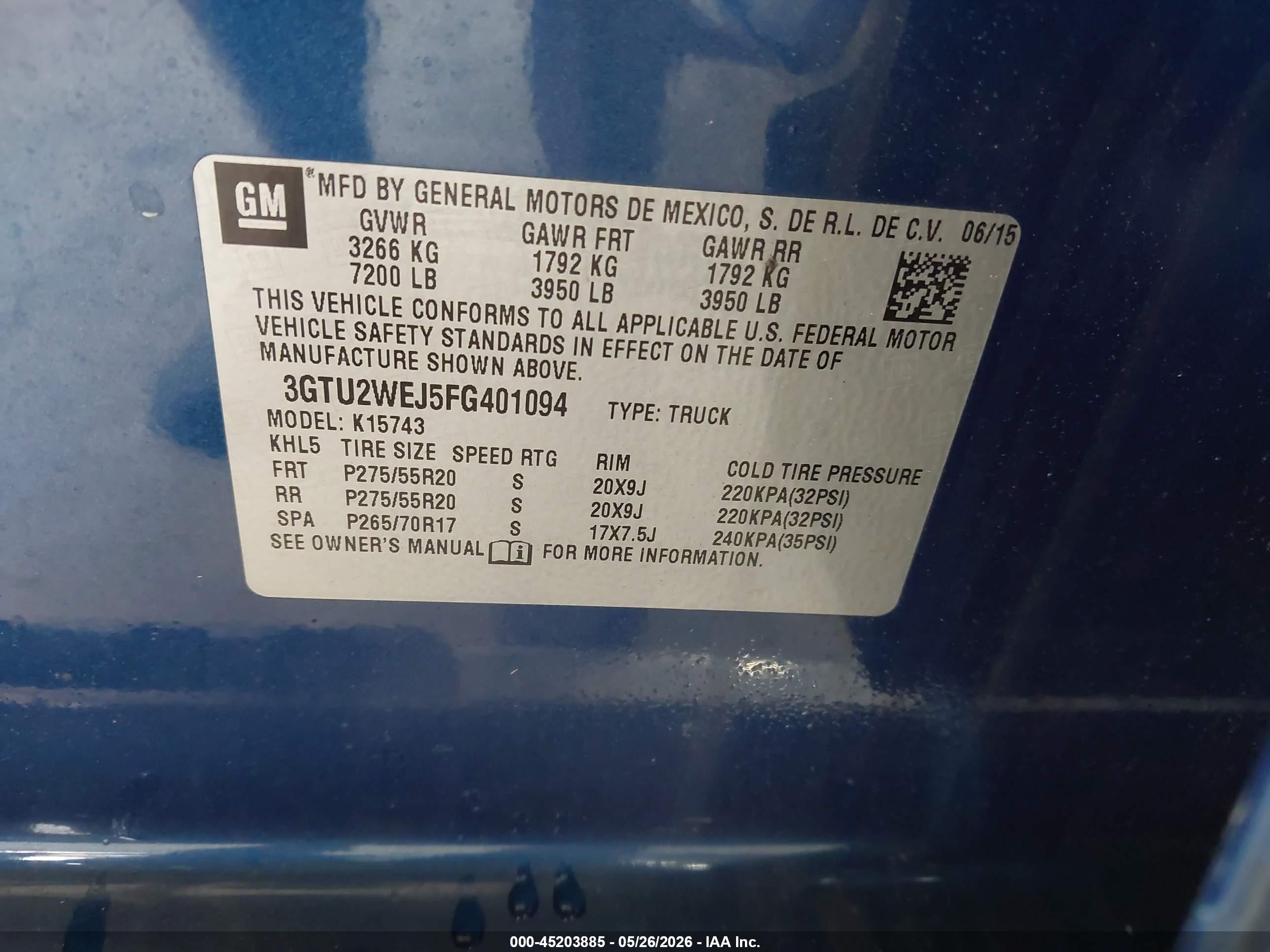 2015 Gmc Sierra 1500 Denali Blue vin: 3GTU2WEJ5FG401094