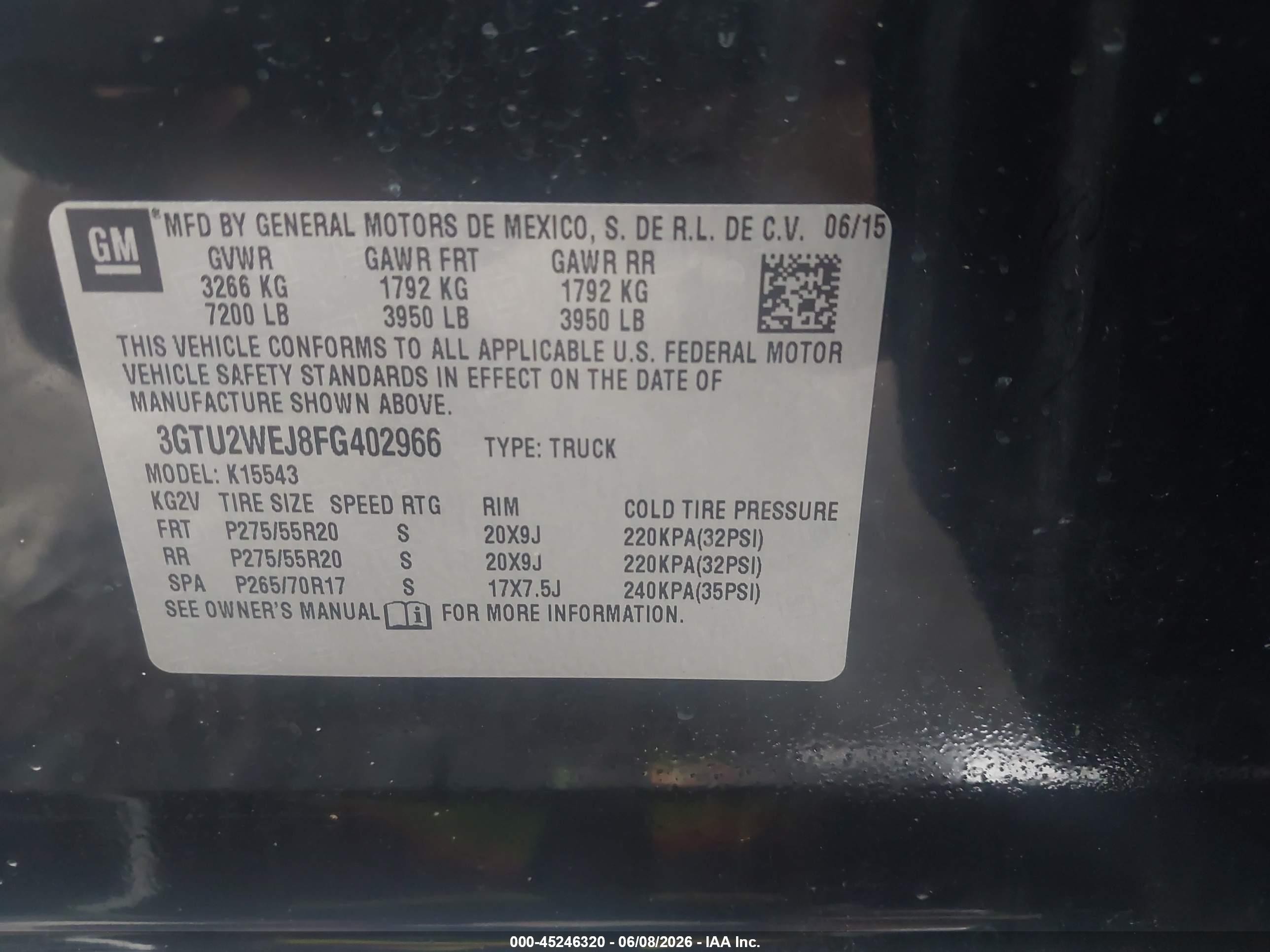 2015 Gmc Sierra 1500 Denali Black vin: 3GTU2WEJ8FG402966