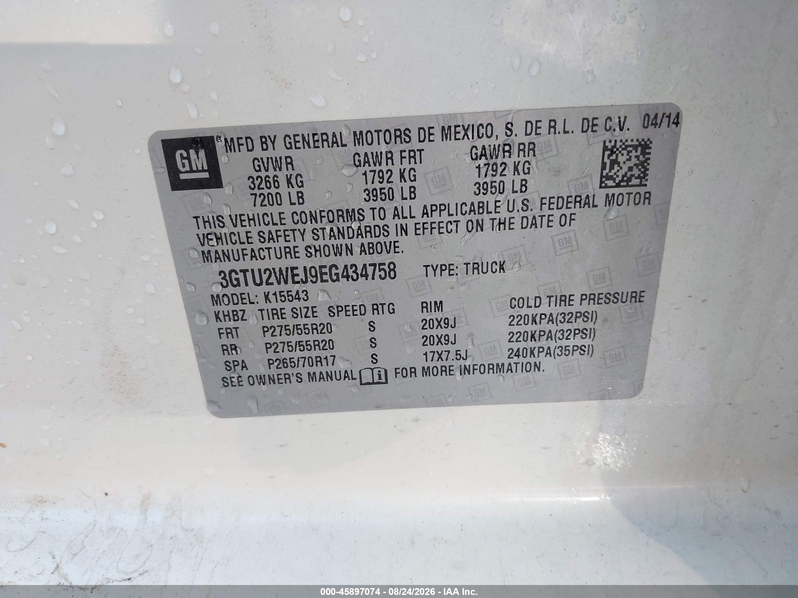 2014 Gmc Sierra 1500 Denali White vin: 3GTU2WEJ9EG434758