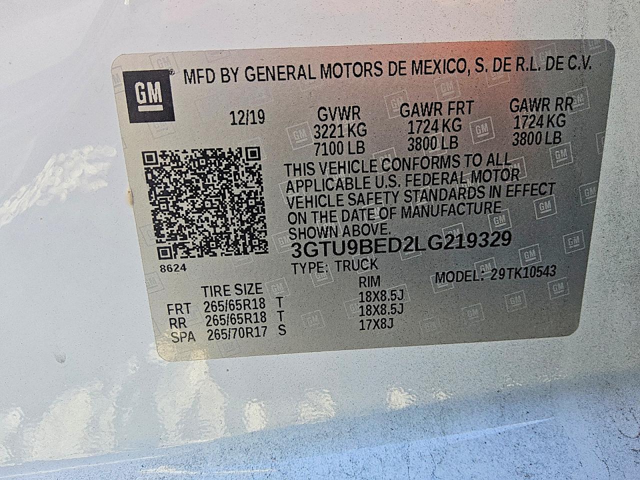 2020 Gmc Sierra K1500 Sle White vin: 3GTU9BED2LG219329