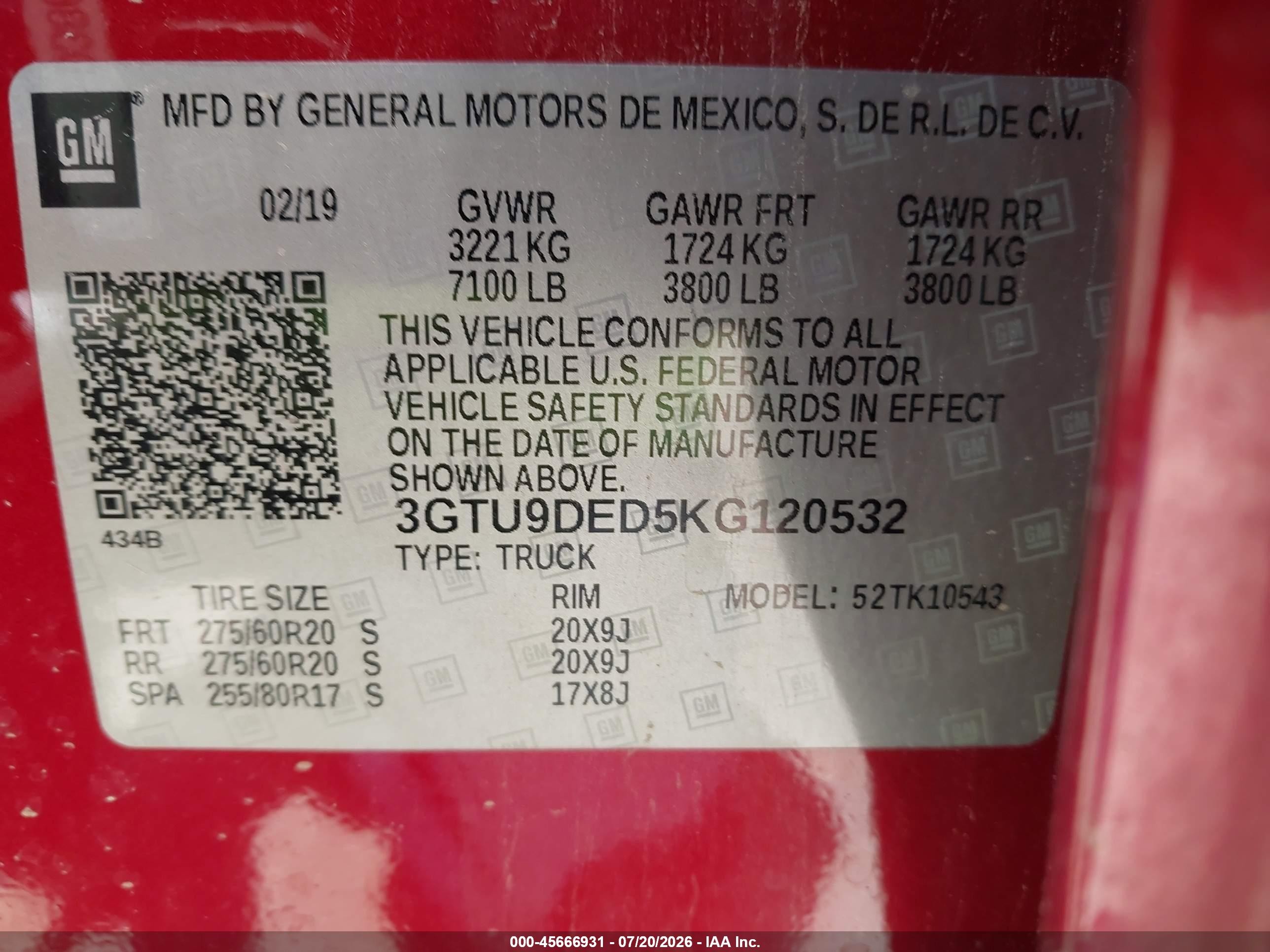 2019 Gmc Sierra 1500 Slt Red vin: 3GTU9DED5KG120532