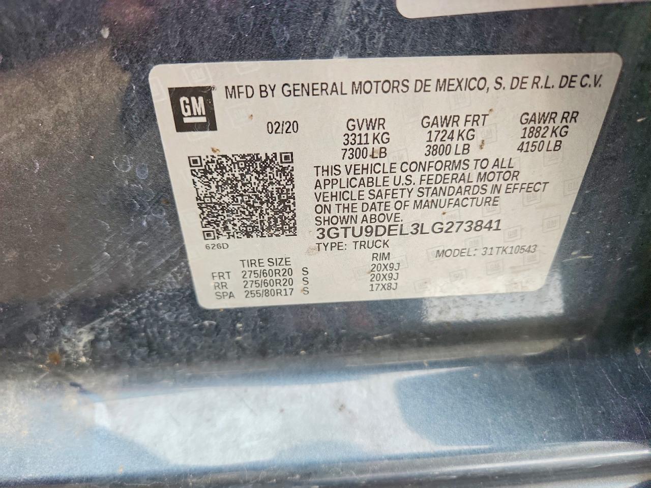 2020 Gmc Sierra K1500 Slt Gray vin: 3GTU9DEL3LG273841