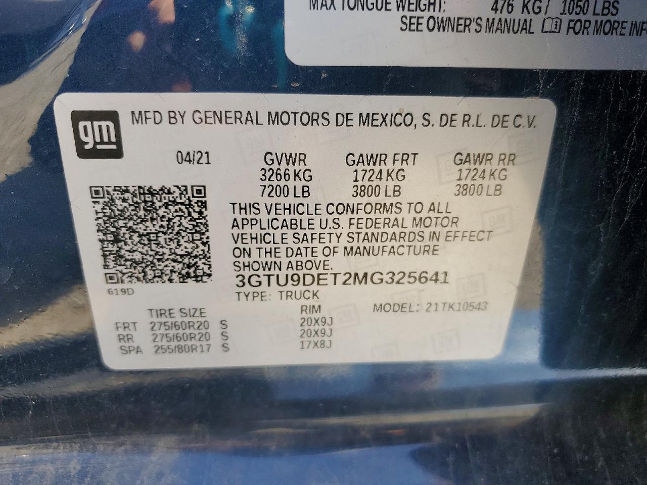 2021 Gmc K1500 Blue vin: 3GTU9DET2MG325641