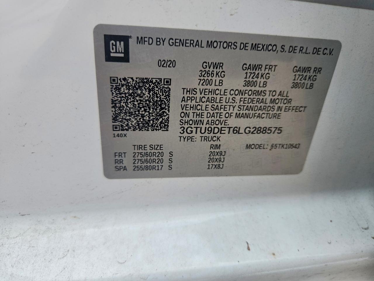 2020 Gmc Sierra K1500 Slt White vin: 3GTU9DET6LG288575