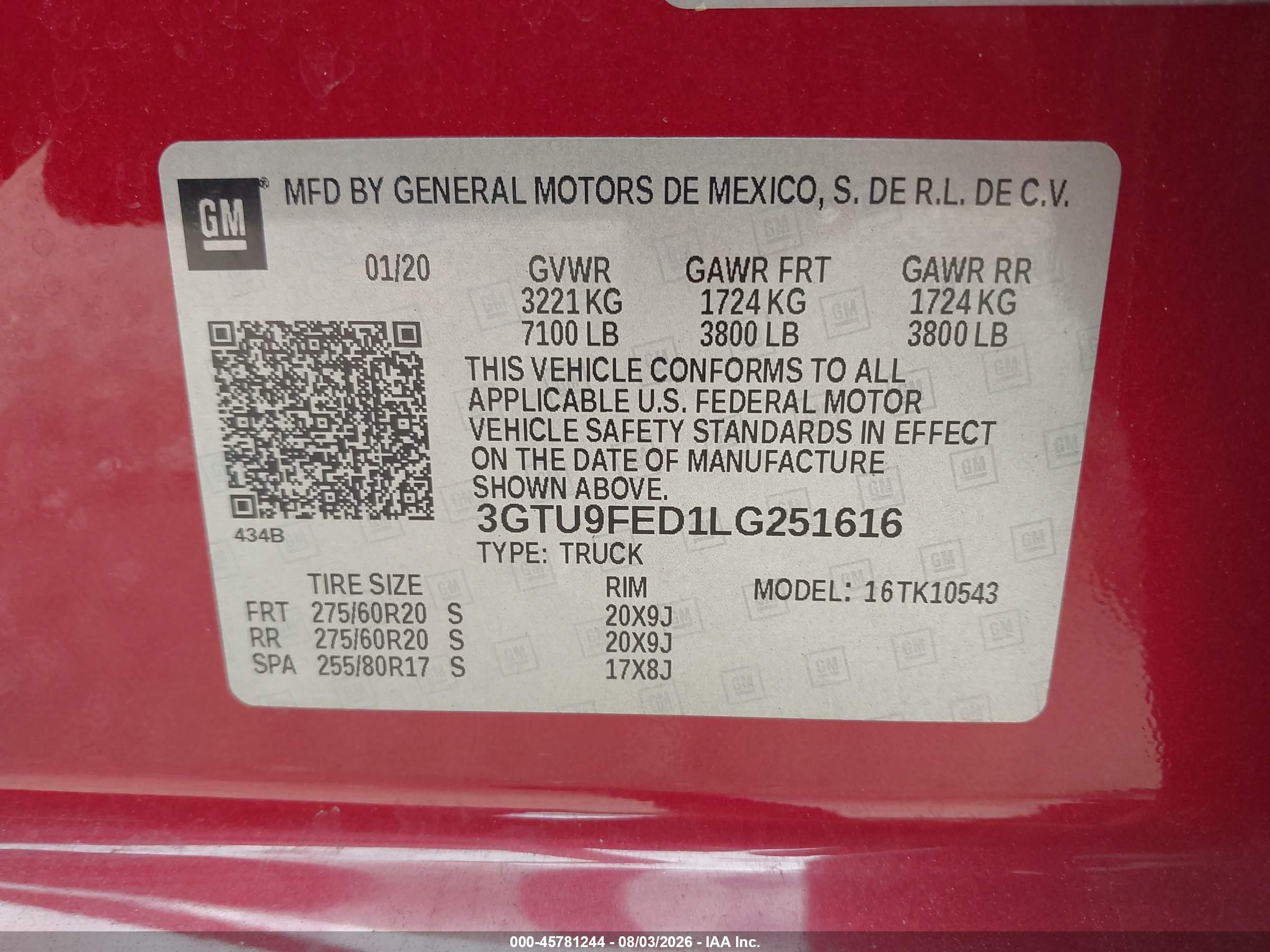 2020 Gmc Sierra 1500 4wd  Short Box Denali Red vin: 3GTU9FED1LG251616