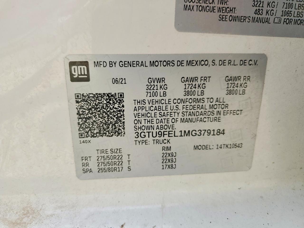 2021 Gmc Sierra C1500 Denali Белый vin: 3GTU9FEL1MG379184